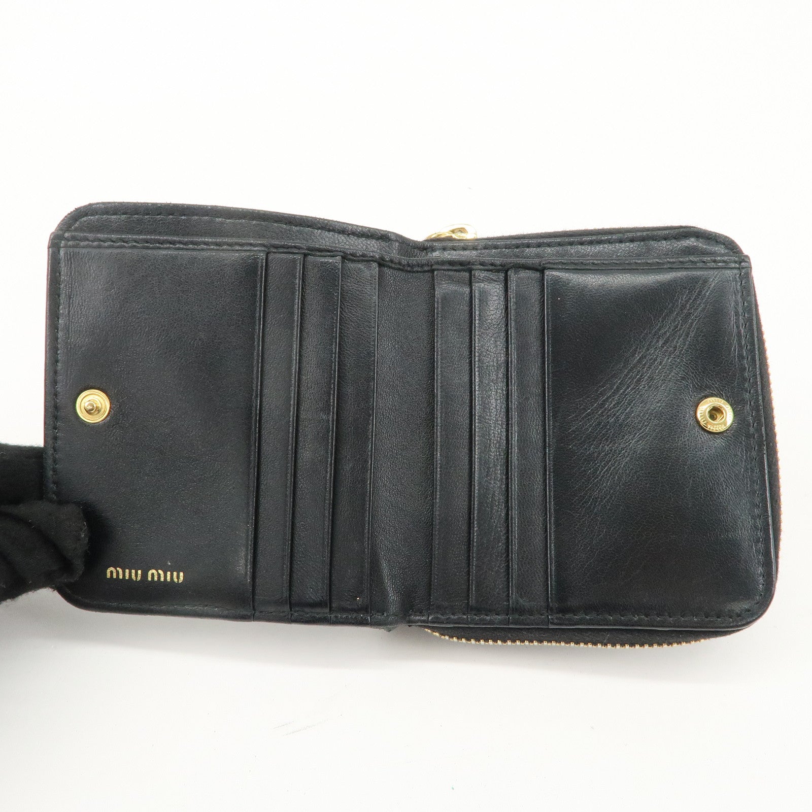 MIU MIU Matelasse Leather Bi-fold Wallet Black 5ML522 Used