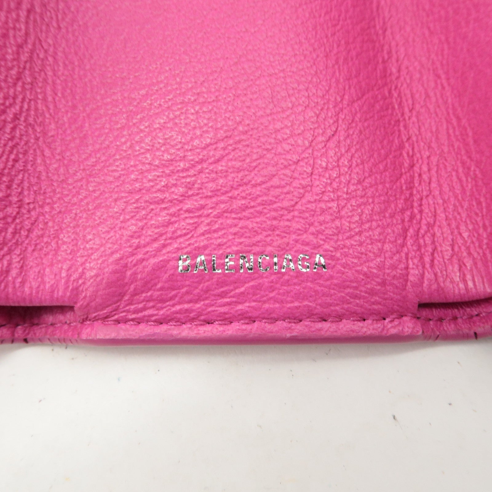 BALENCIAGA Leather Paper Mini Wallet Rose Magenta 391446