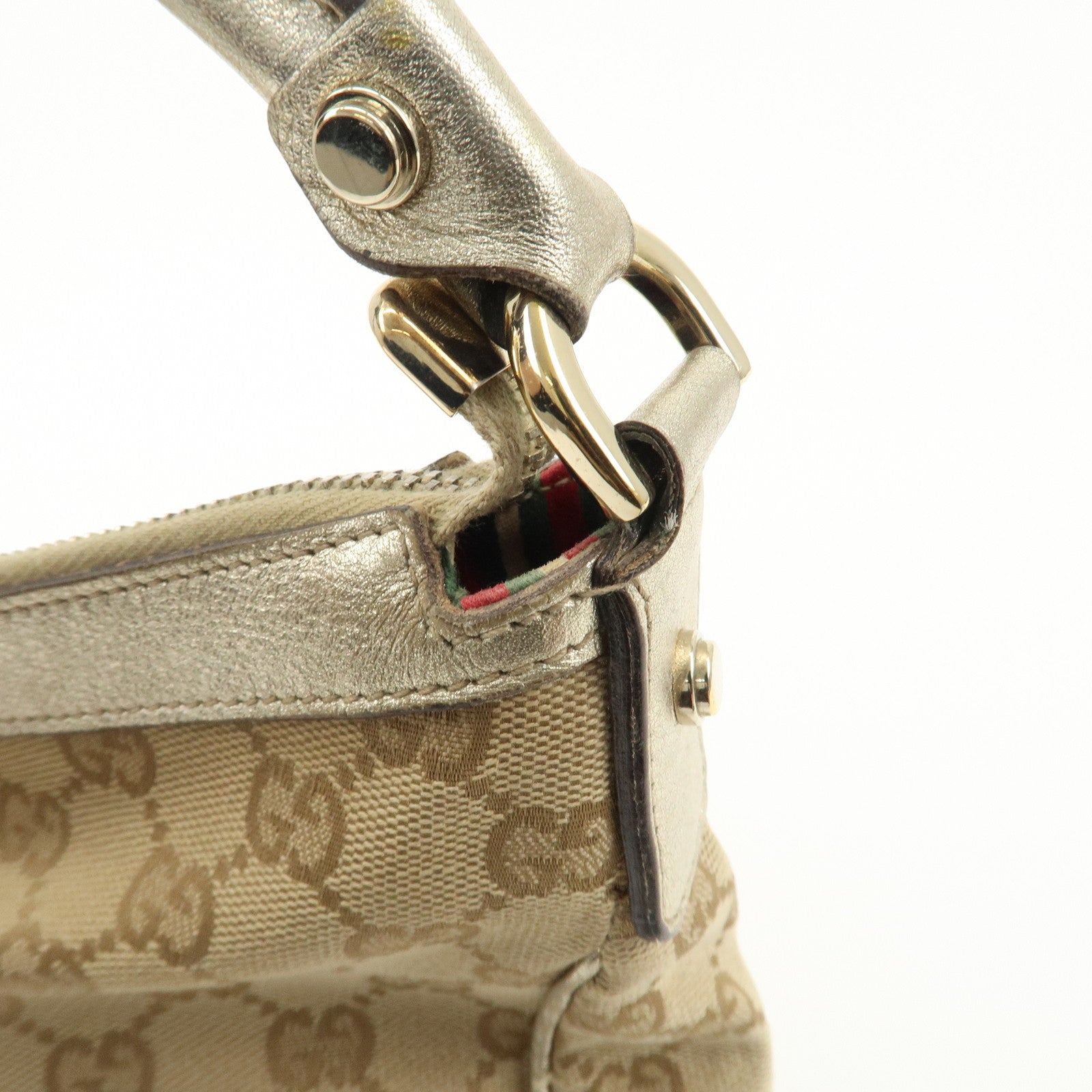 GUCCI GG Canvas Leather Shoulder Bag 153025