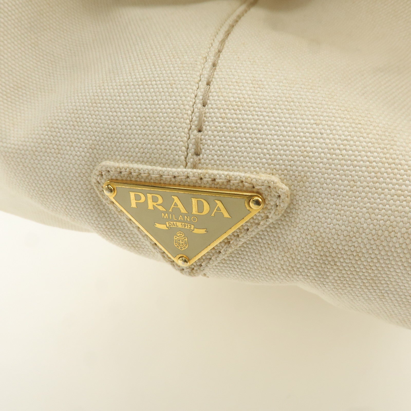 PRADA Logo Canapa Large Canvas Tote Hand Bag Ivory BN1872