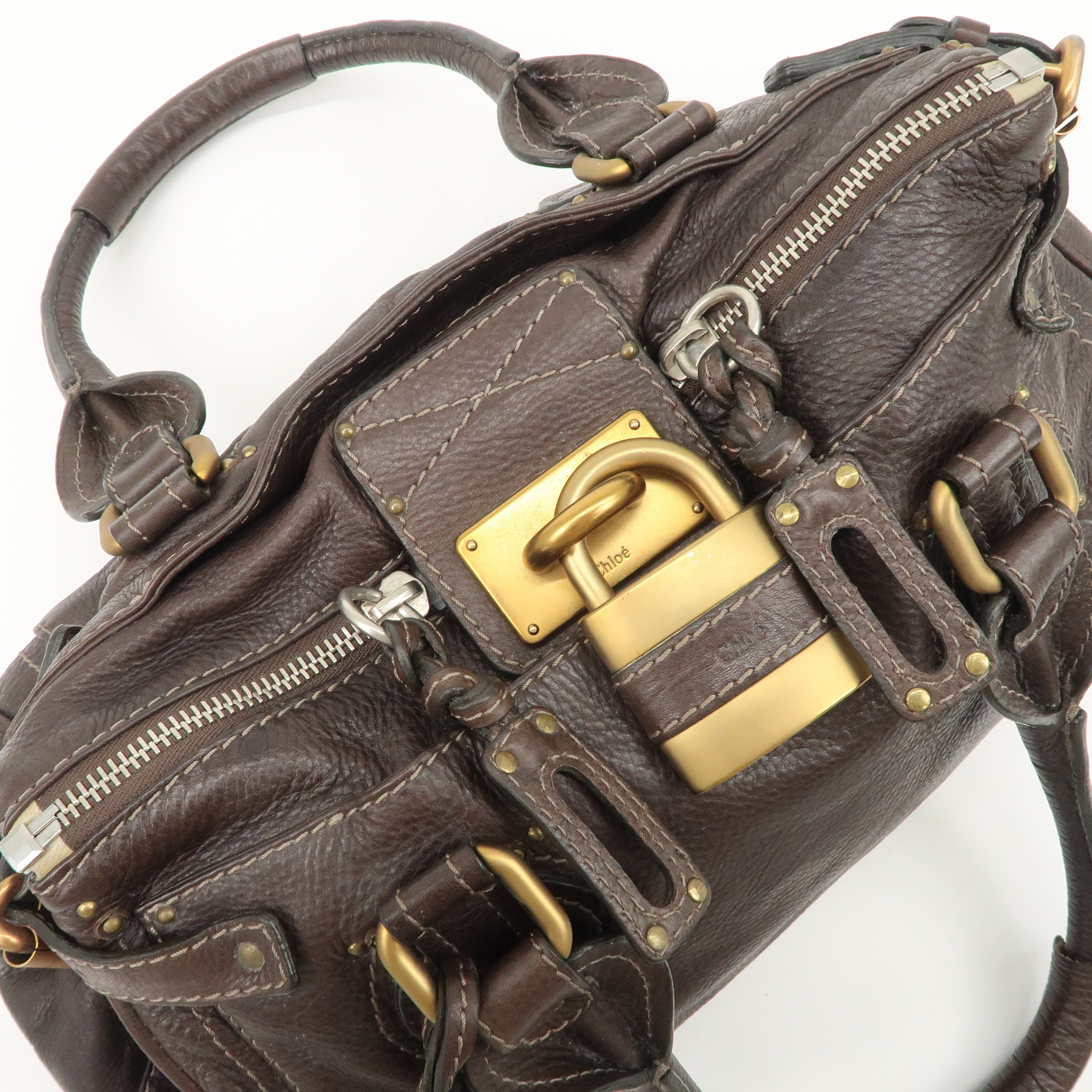 Chloe Paddington Leather Shoulder Bag Hand Bag Dark Brown