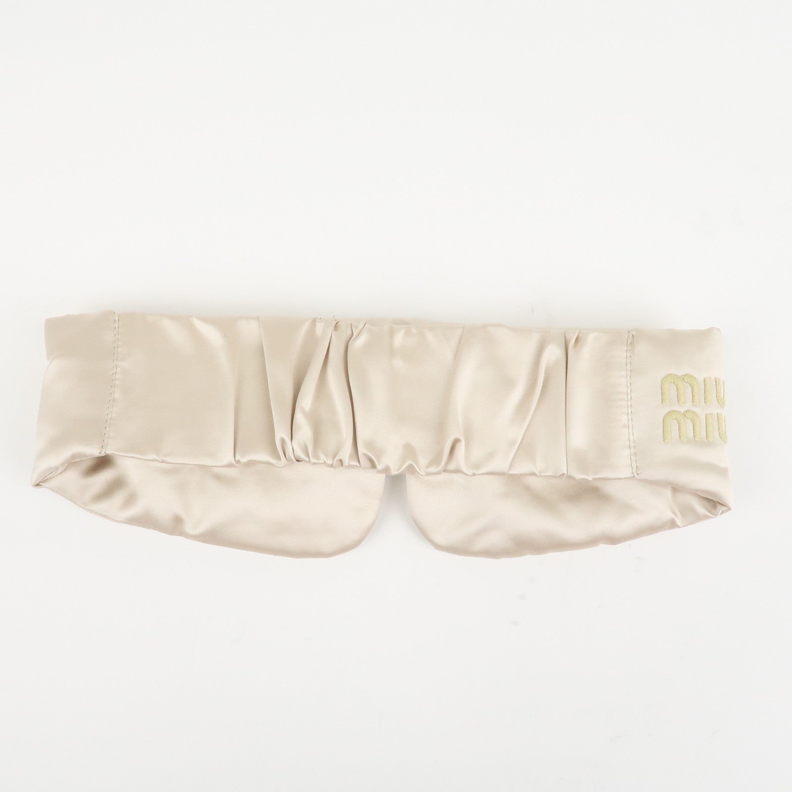 MIU MIU Matelasse Leather Pouch Silk Eye Mask Gold