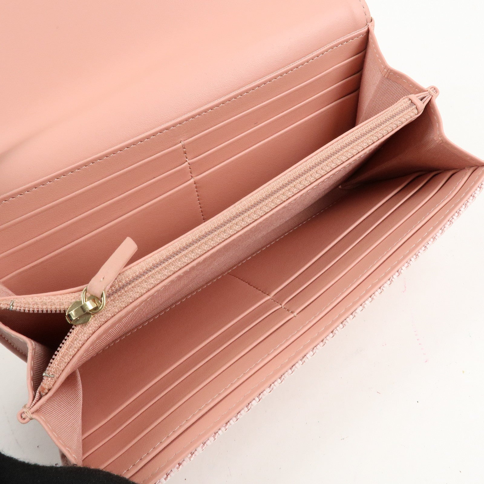 CHANEL Deauville Canvas Bi-fold Long Wallet Pink A80056