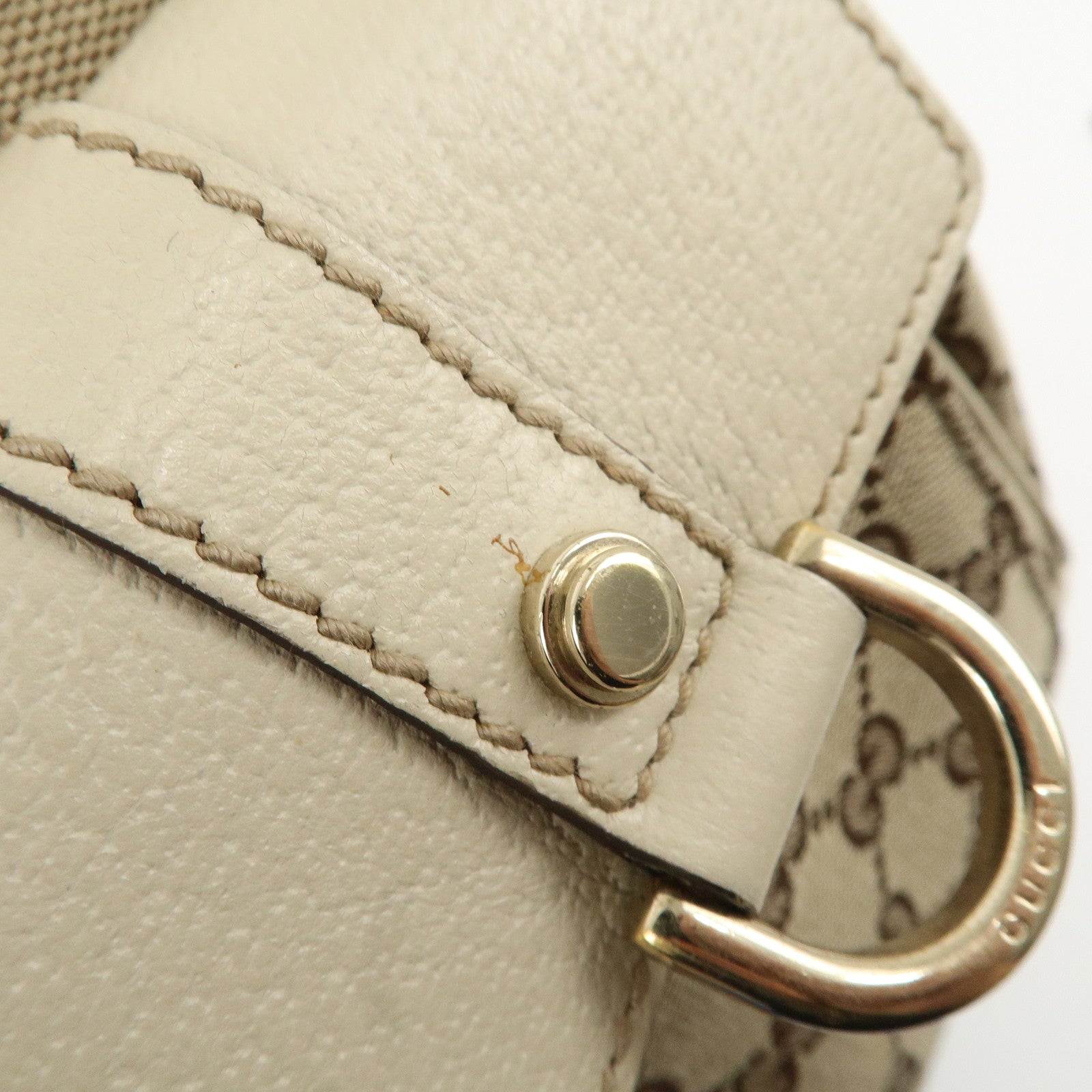 GUCCI Abbey GG Canvas Leather Mini Boston Bag Beige Ivory 153026