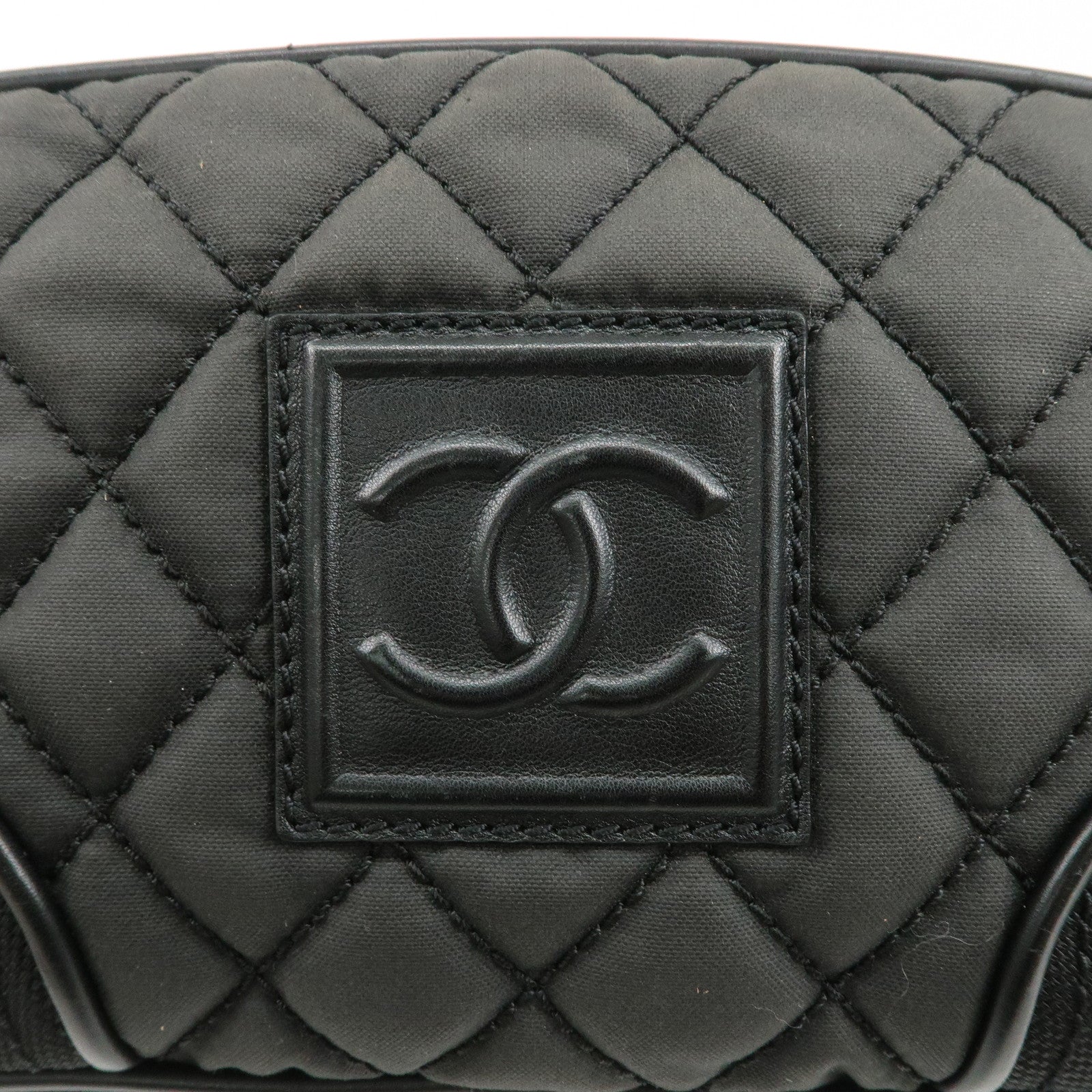 CHANEL Sports Matelasse Nylon Canvas COCO Mark Shoulder Bag Black