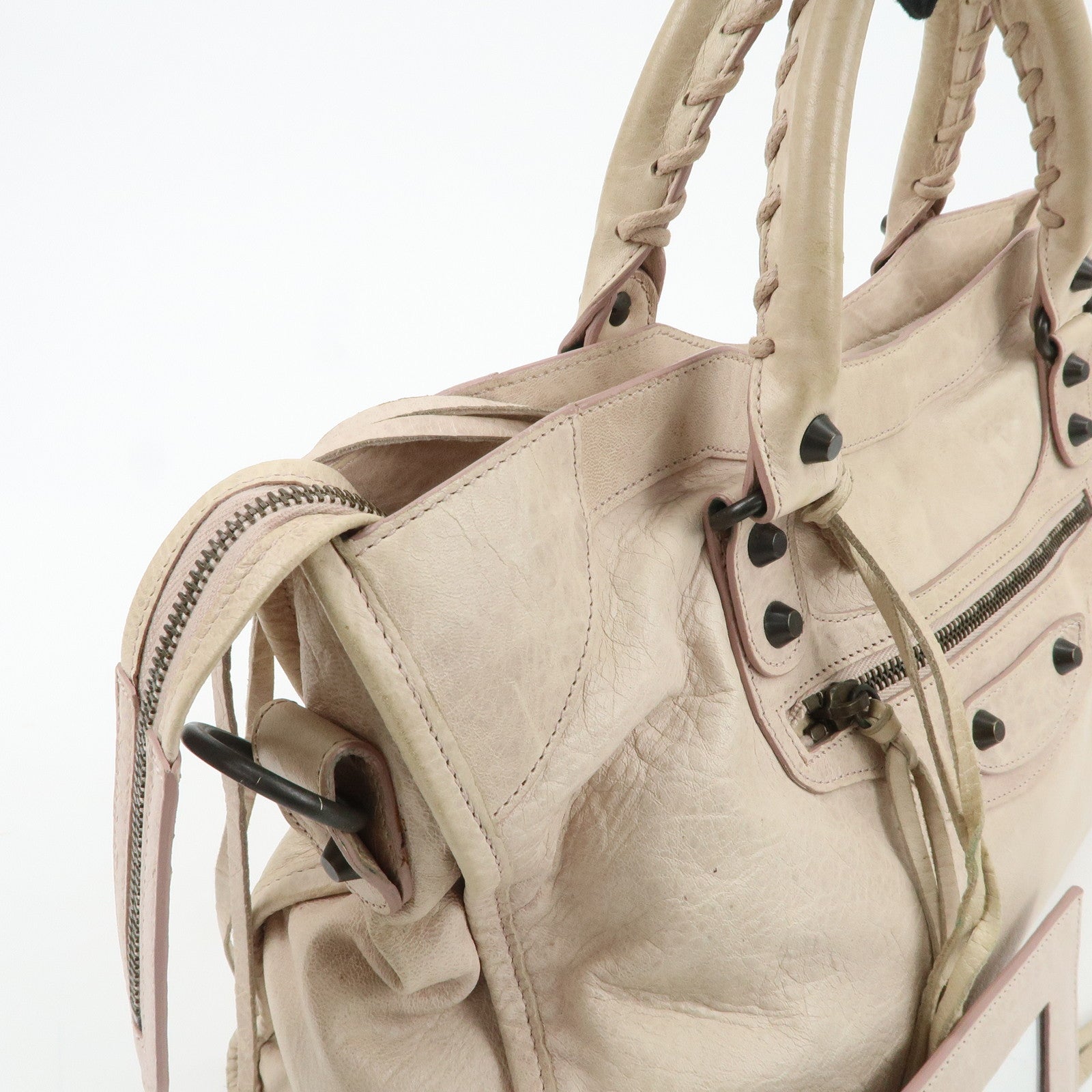 BALENCIAGA The City Leather 2Way Shoulder Bag Beige 115748