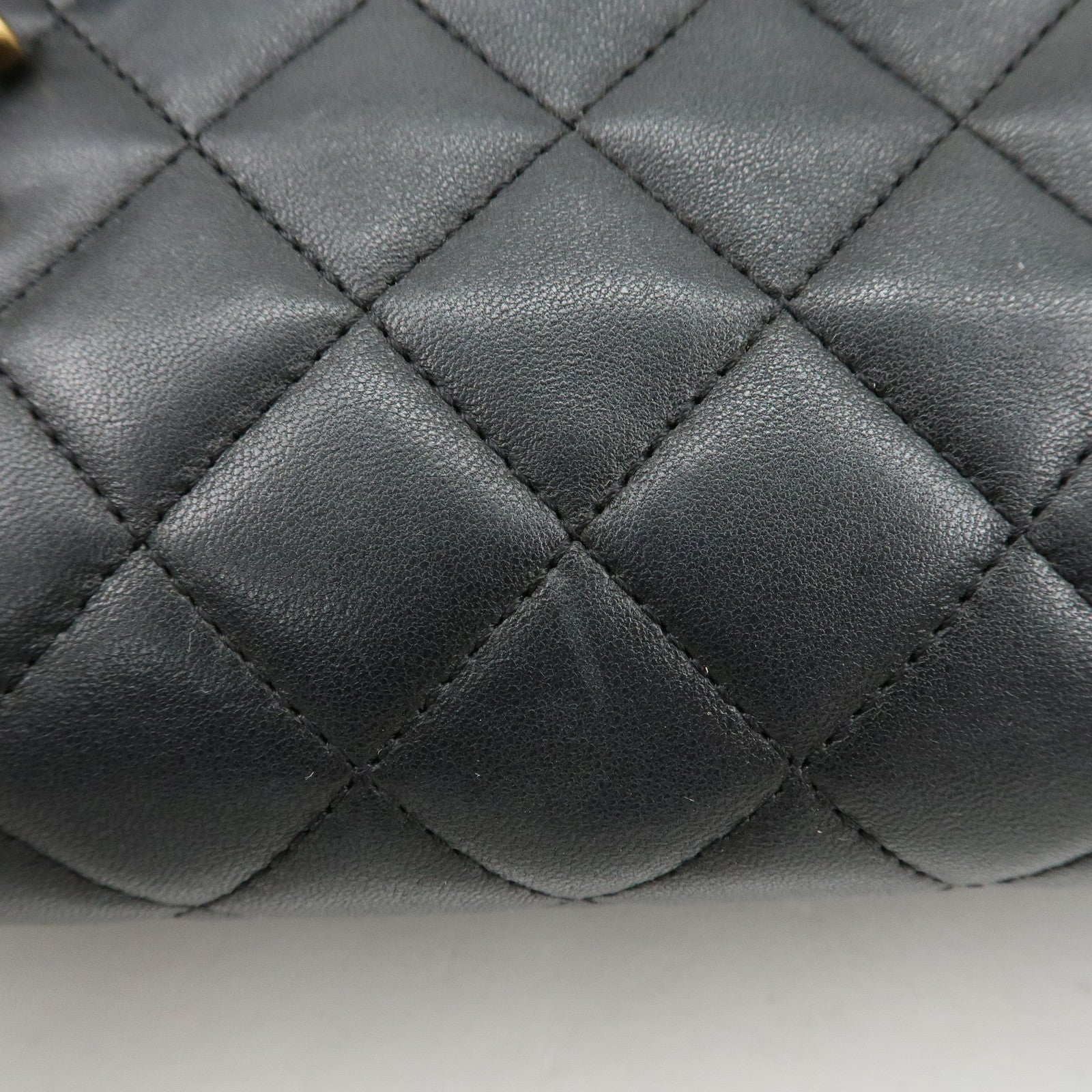 CHANEL Matelasse Lamb Skin Mademoiselle Bowling Bag Black