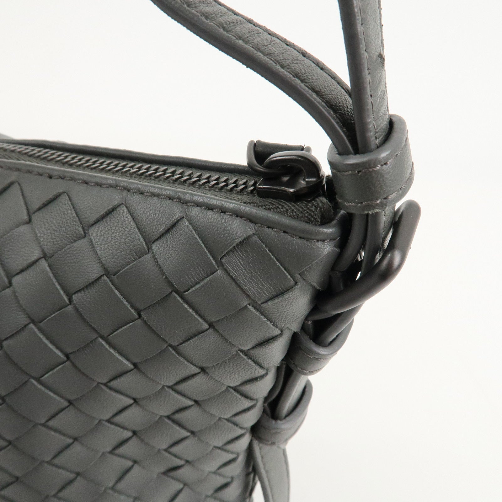 BOTTEGA VENETA Intrecciato Leather Semi Shoulder Bag Gray