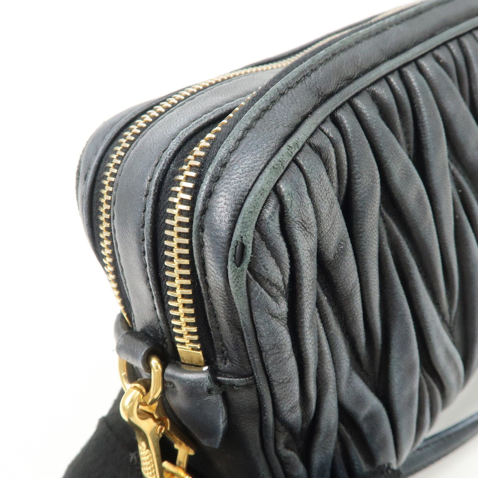 MIU MIU Matelasse Leather Shoulder Bag Black