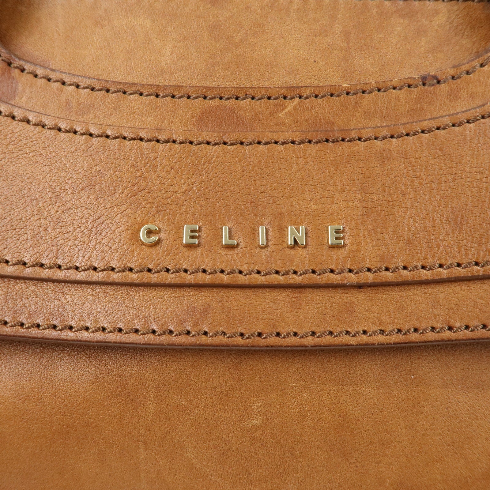 CELINE Leather Boogie Bag 2Way Bag Hand Bag Shoudler Bag Brown Used