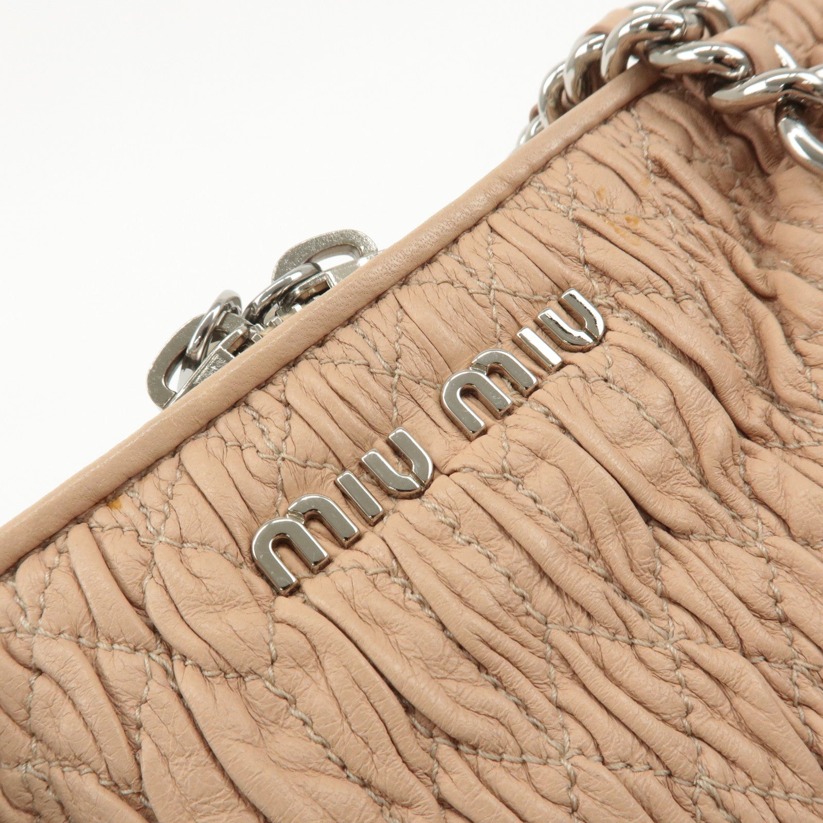 MIU MIU Matelasse Leather Cloquet Chain Shoulder Bag RL0047 Used