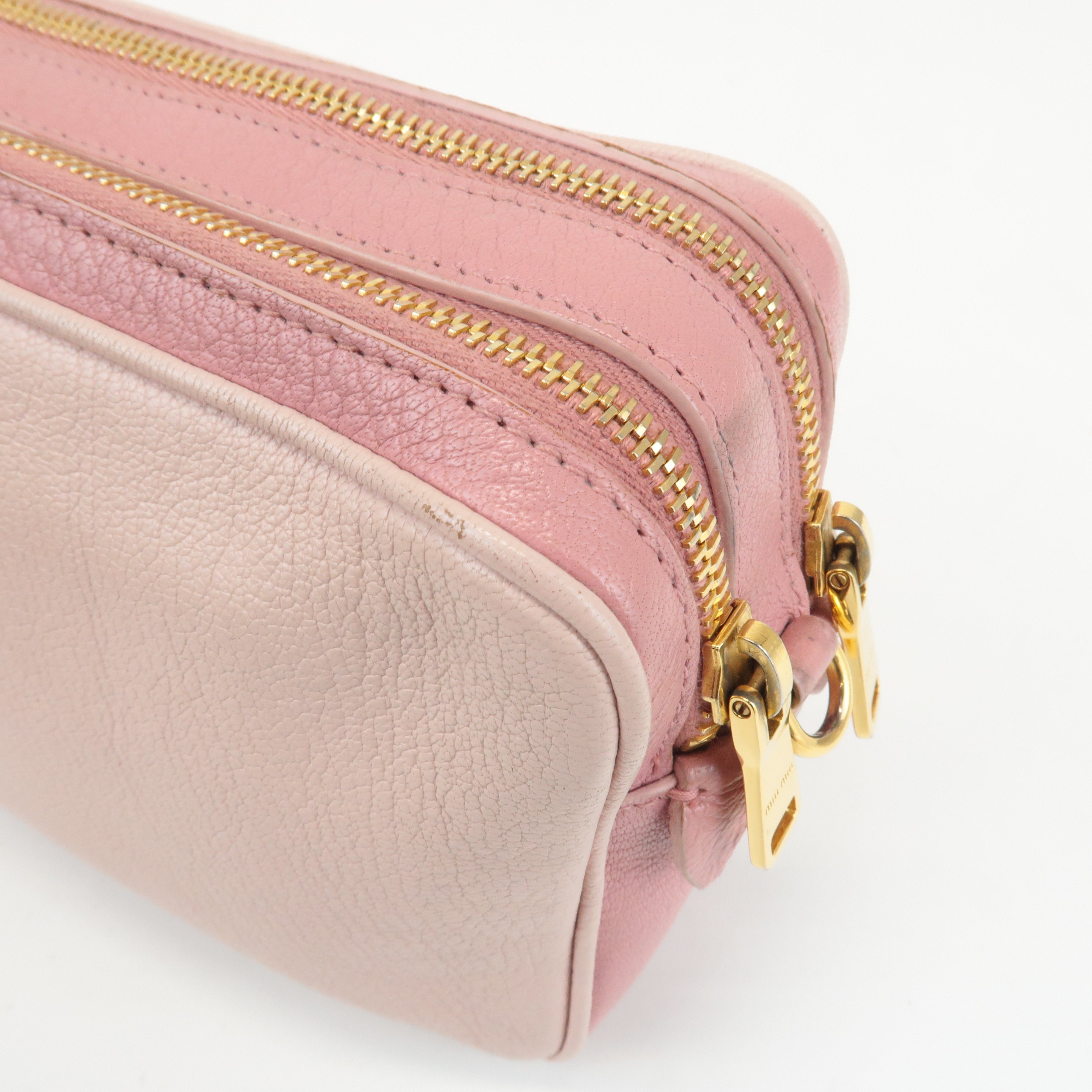 MIU MIU Leather Shoulder Bag Hand Bag Pink Light Pink Used