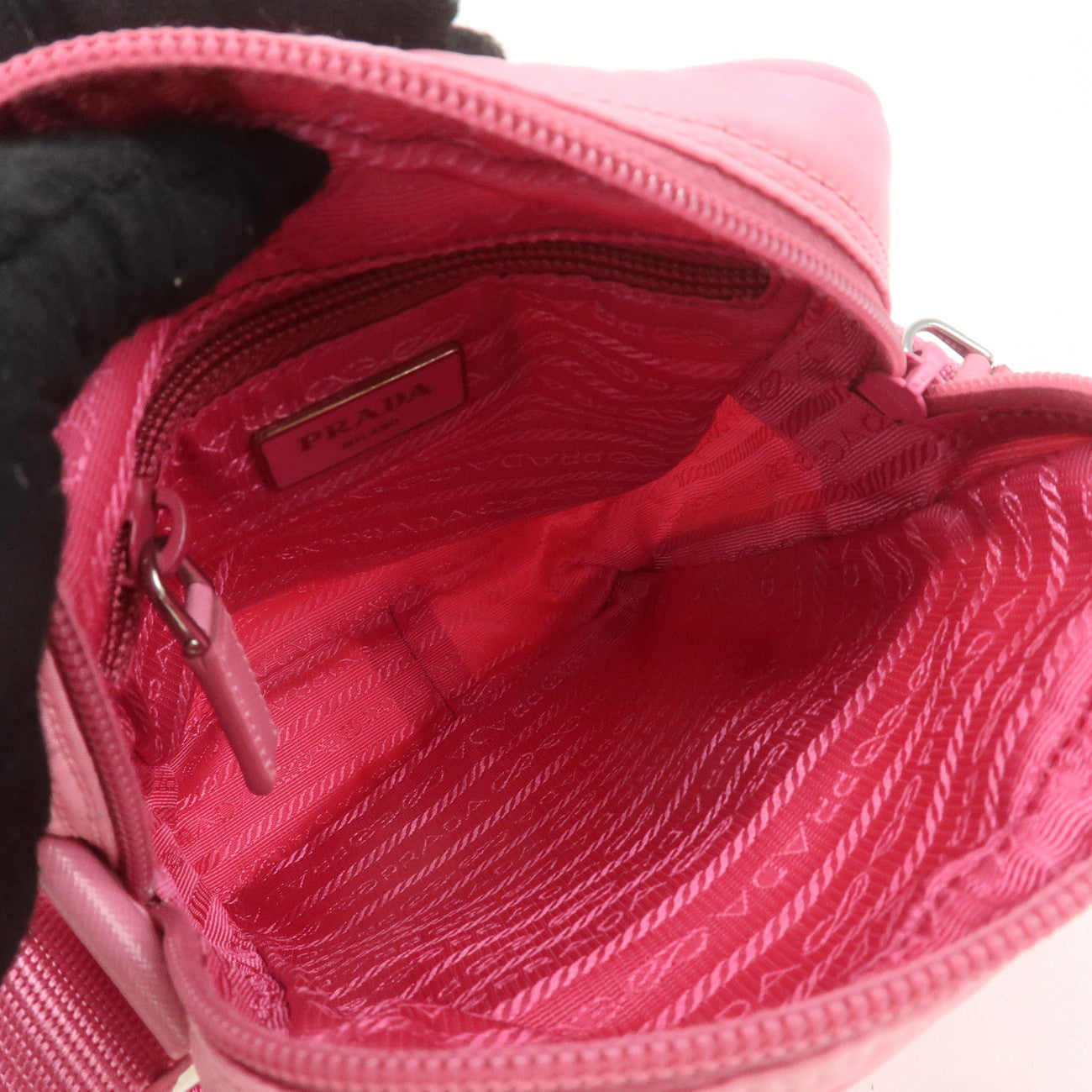 PRADA Nylon Leather Shoulder Bag Pouch Purse Pink BT0169