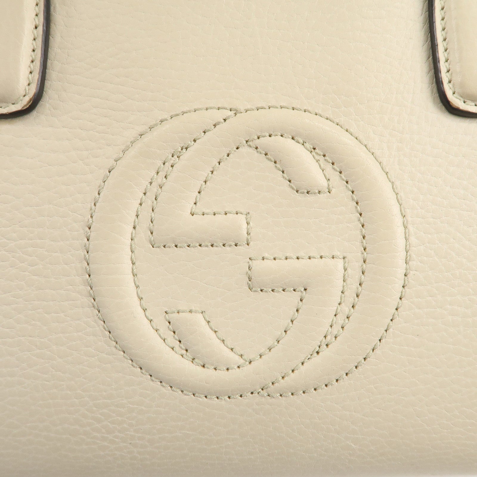 GUCCI Interlocking Leather 2Way Bag Hand Bag Beige 607722