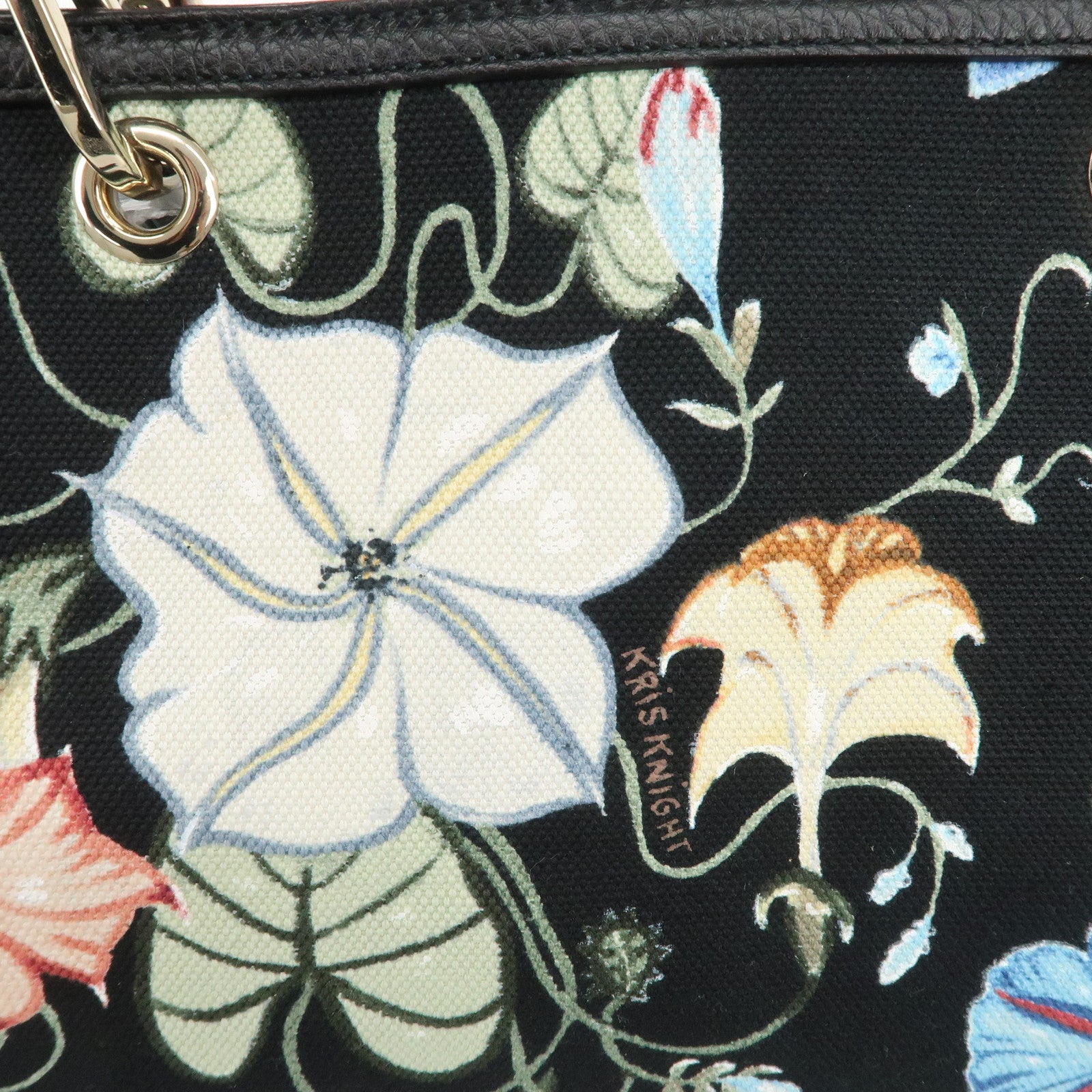 GUCCI Bamboo Leather Canvas 2Way Flora Print Chris Knight 323660 Used