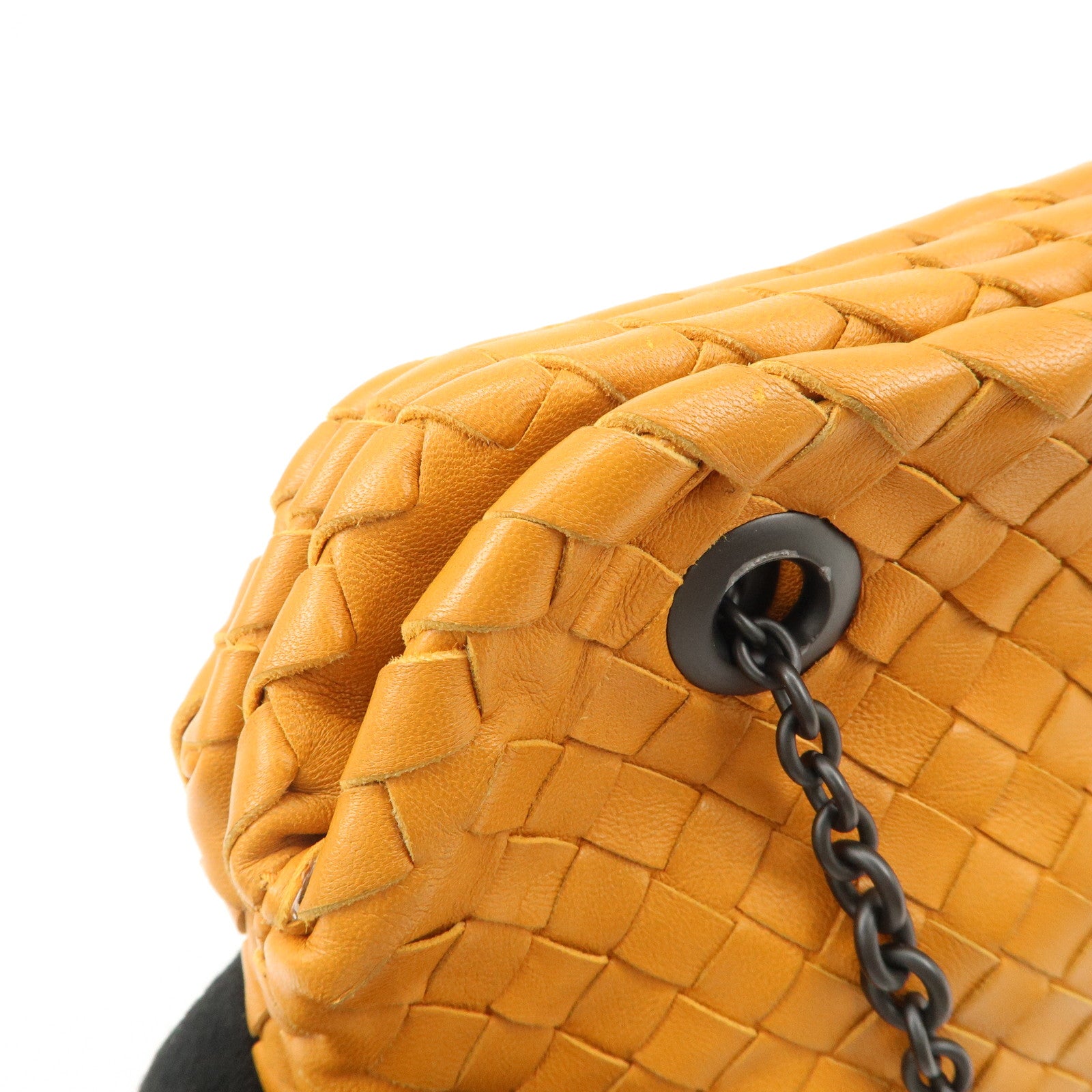 Bottega Veneta Intrecciato Leather Chain Shoulder Bag Orange