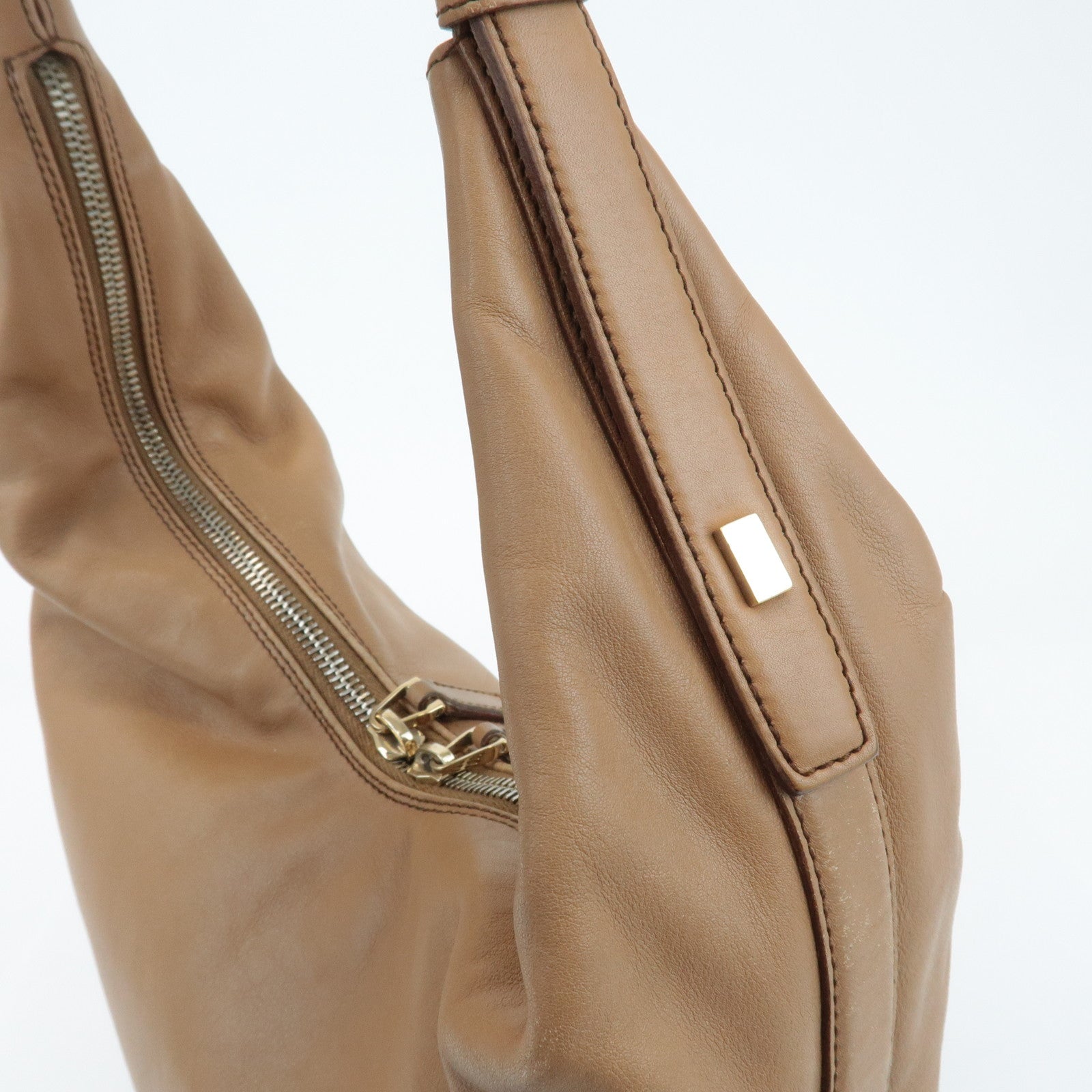 GUCCI Leather One Shoulder Bag Beige 001.4288