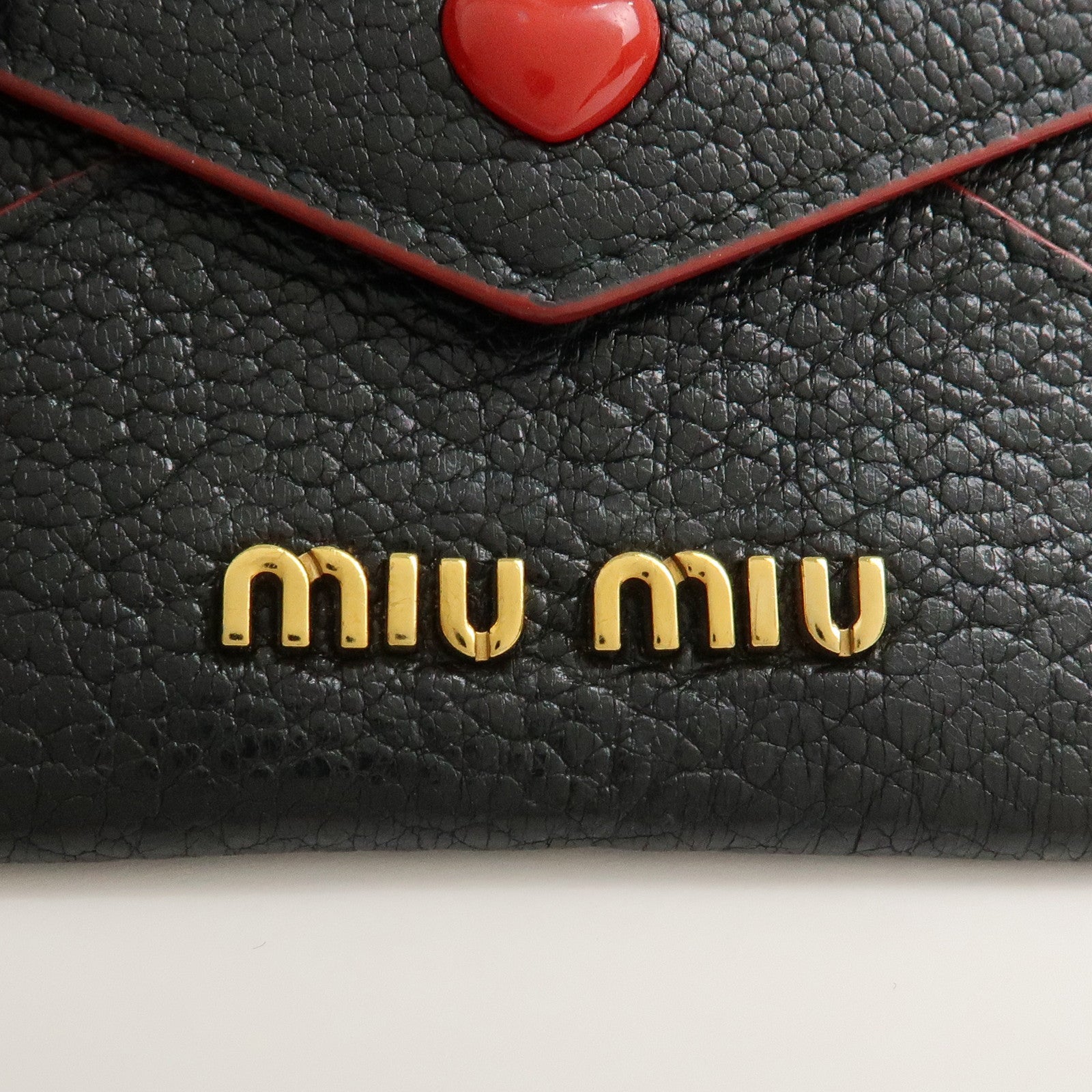 MIU MIU Matelasse Love Letter Card Case Key Rings Black Used