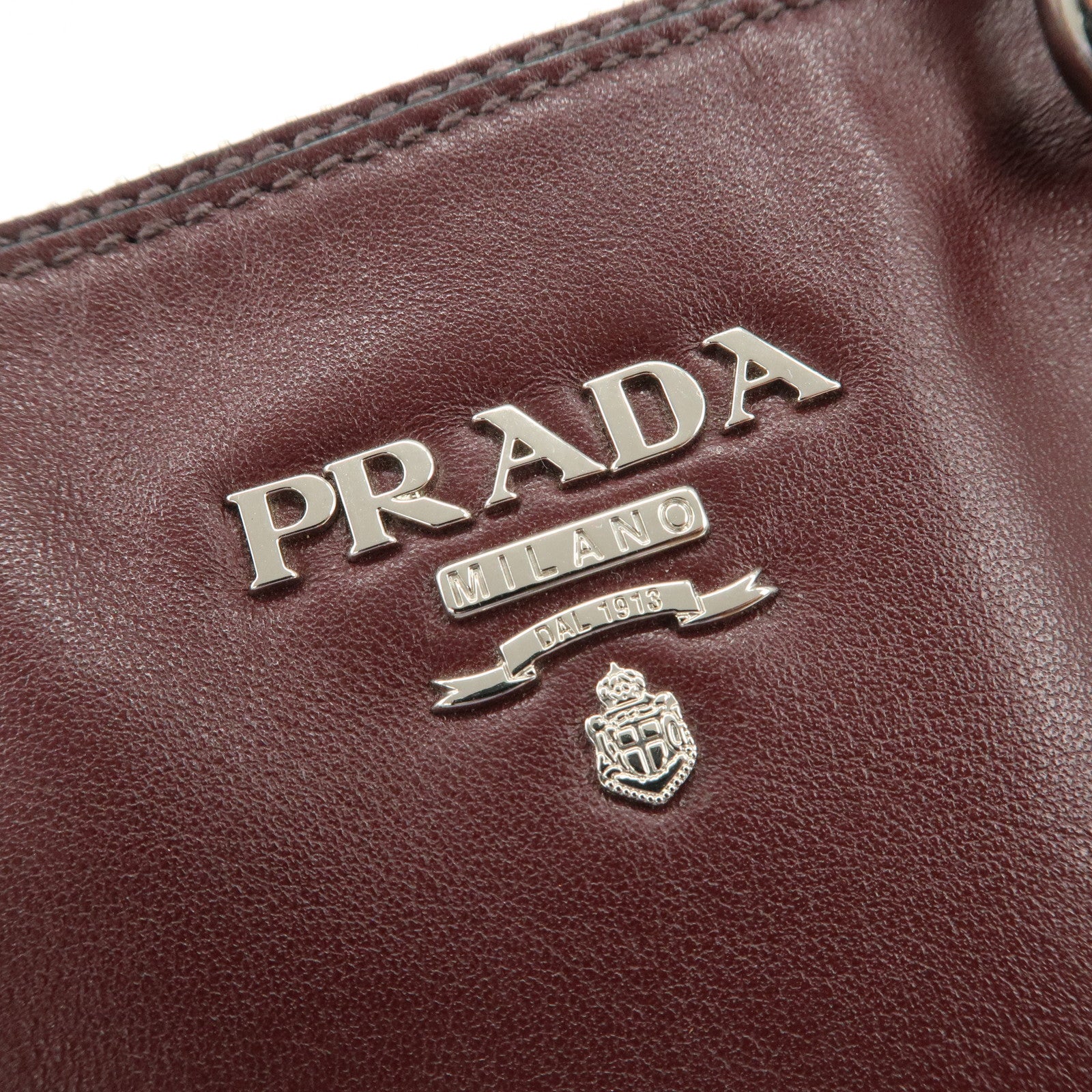 PRADA Leather 2Way Bag Hand Bag Shoulder Bag Bordeaux BN2866