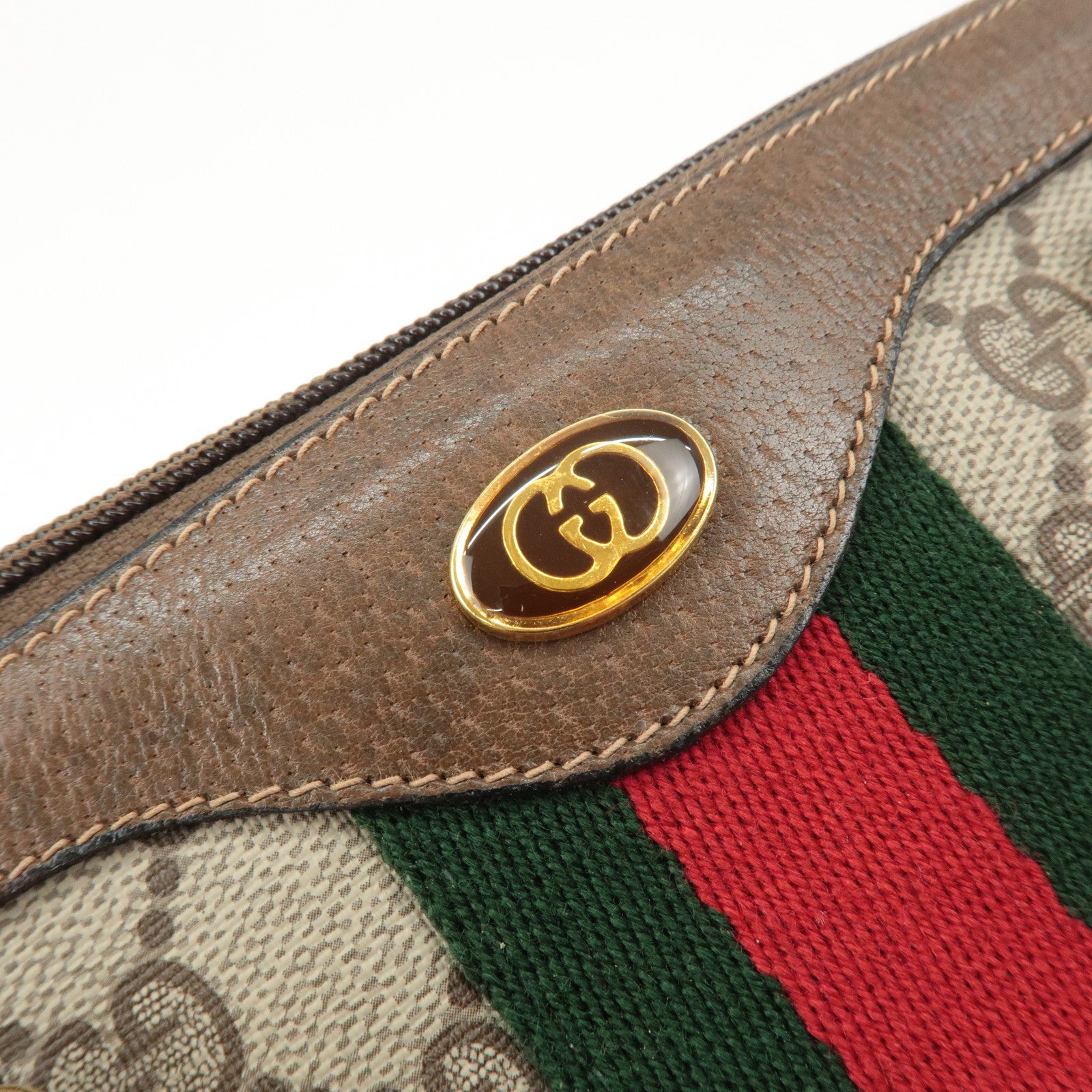 GUCCI Old Gucci Sherry GG Plus Leather Boston Bag 58.02.007 Used