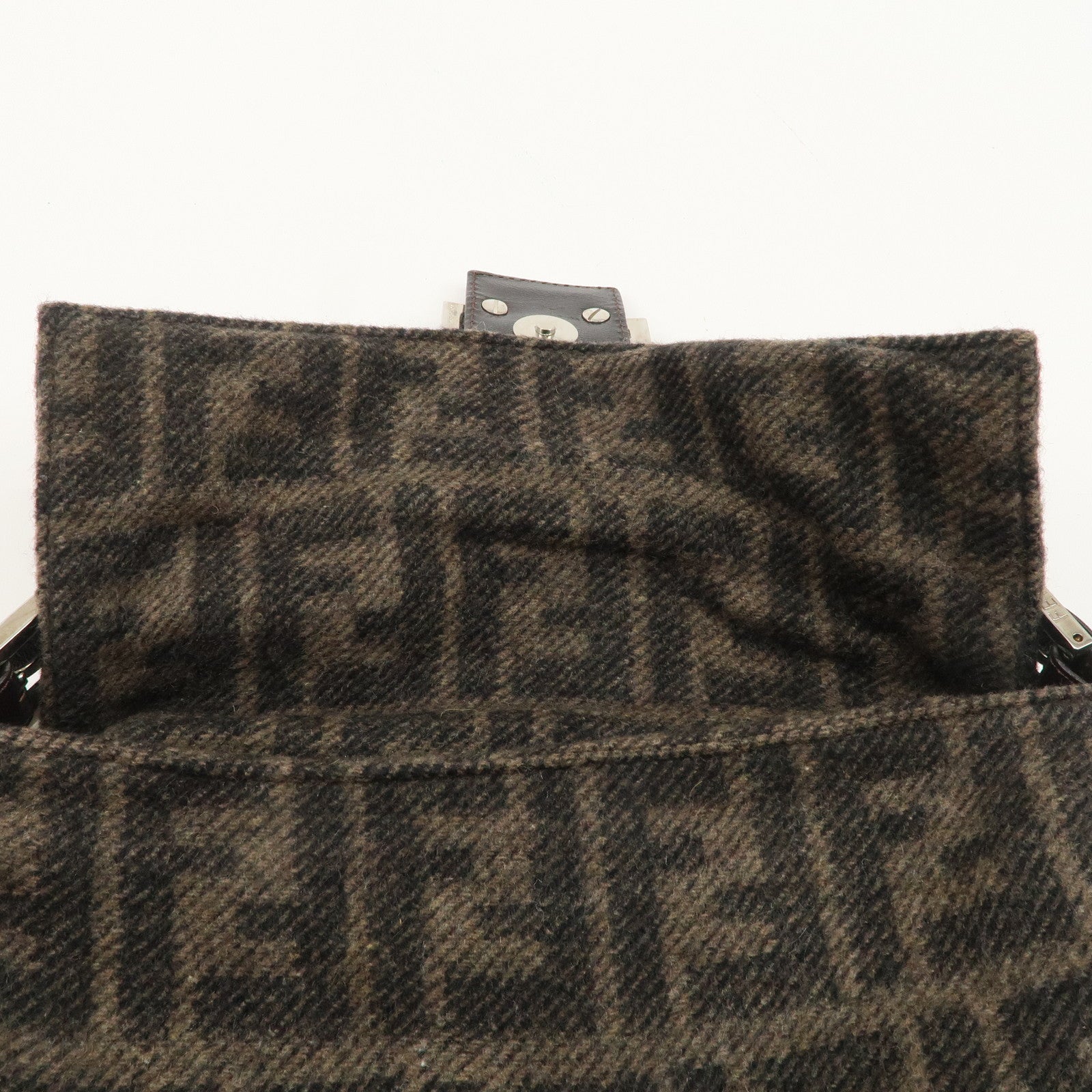 FENDI Mamma Buguette Zucca Wool Leather Shoulder Bag 26424 Used