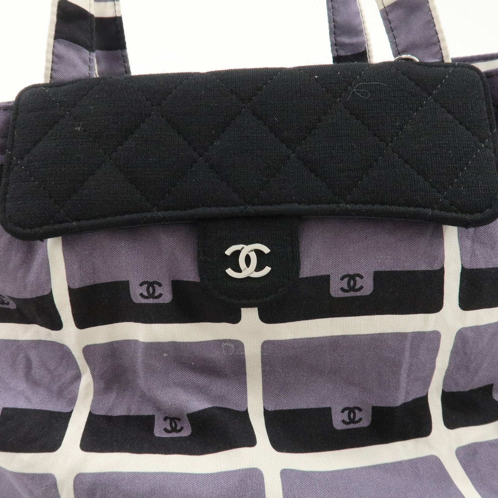 CHANEL Matelasse Cotton Jersey Lambskin Chain Shoulder Bag Eco Bag