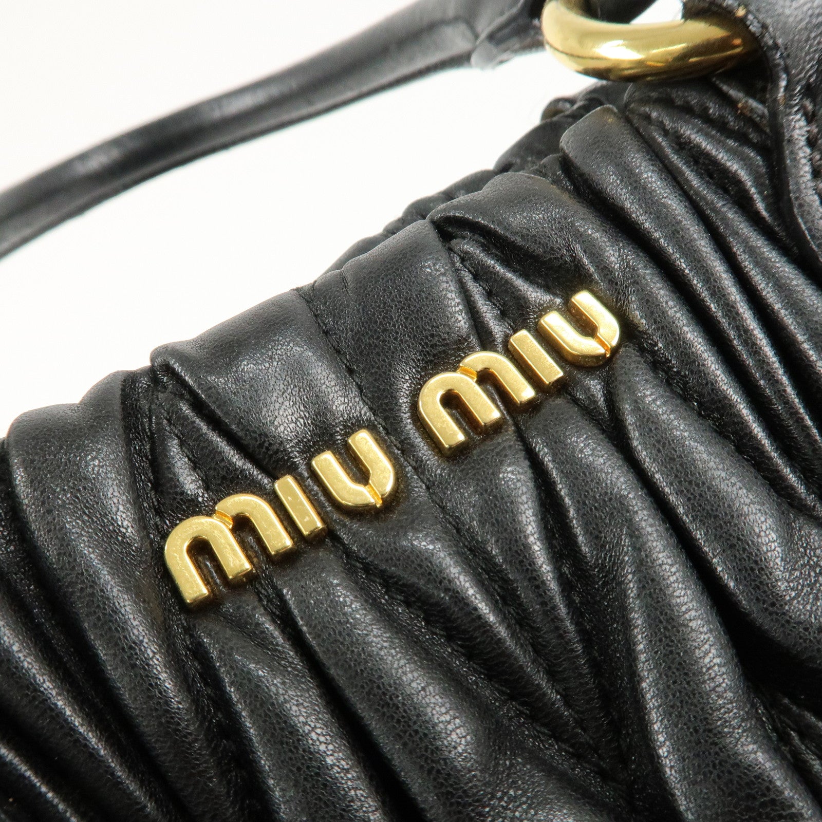 MIU MIU Matelasse Leather Tote Bag Hand Bag Black Used