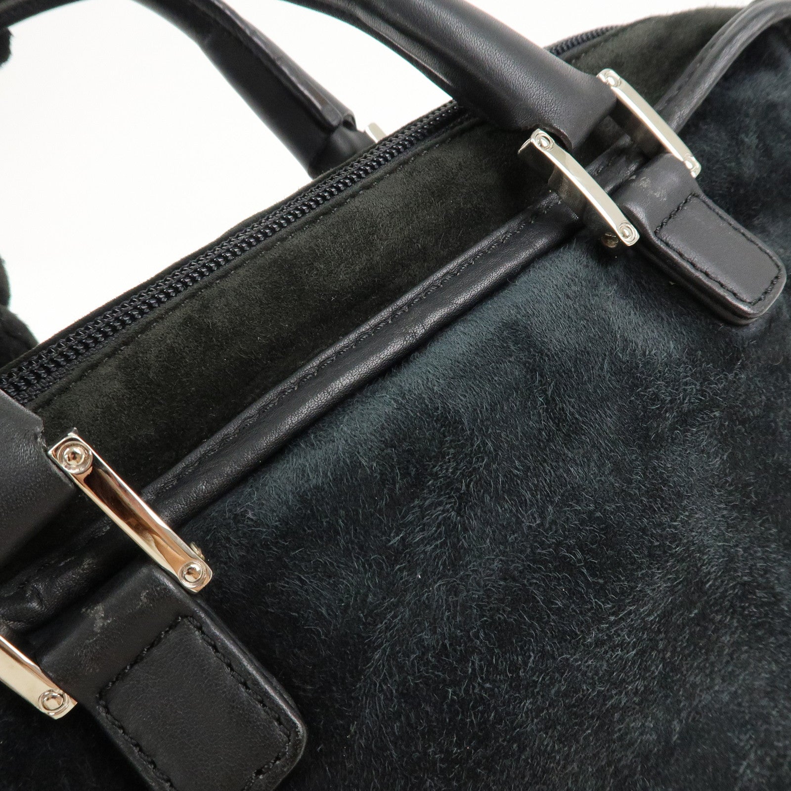 LOEWE Suede Amazona 26 Hand Bag Black