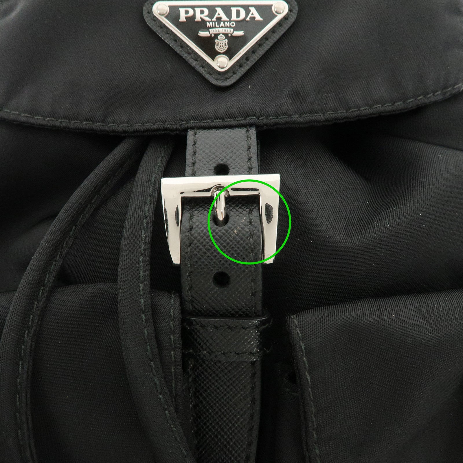 PRADA Logo Nylon Lether Back Pack Ruck Sack Black