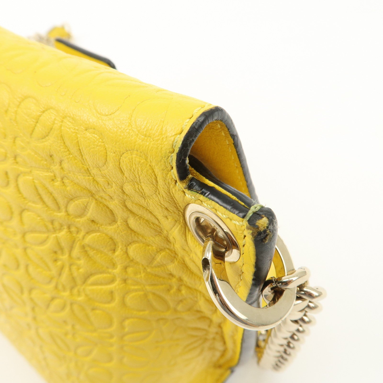 LOEWE Anagram Leather Avenue Chain Shoulder Bag Hand Bag Yellow