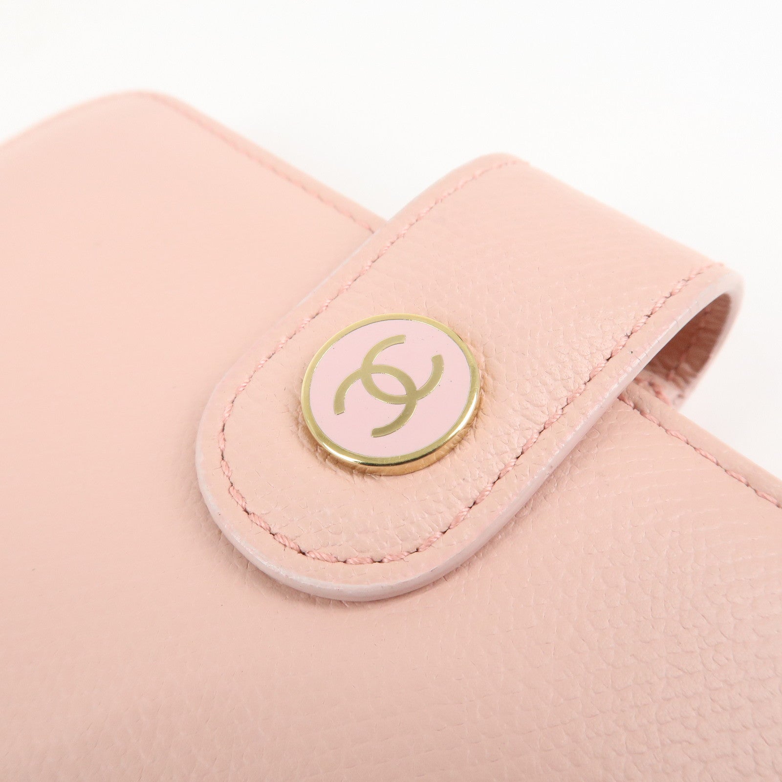 CHANEL Leather Planner Cover Pink Gold Hardware Used