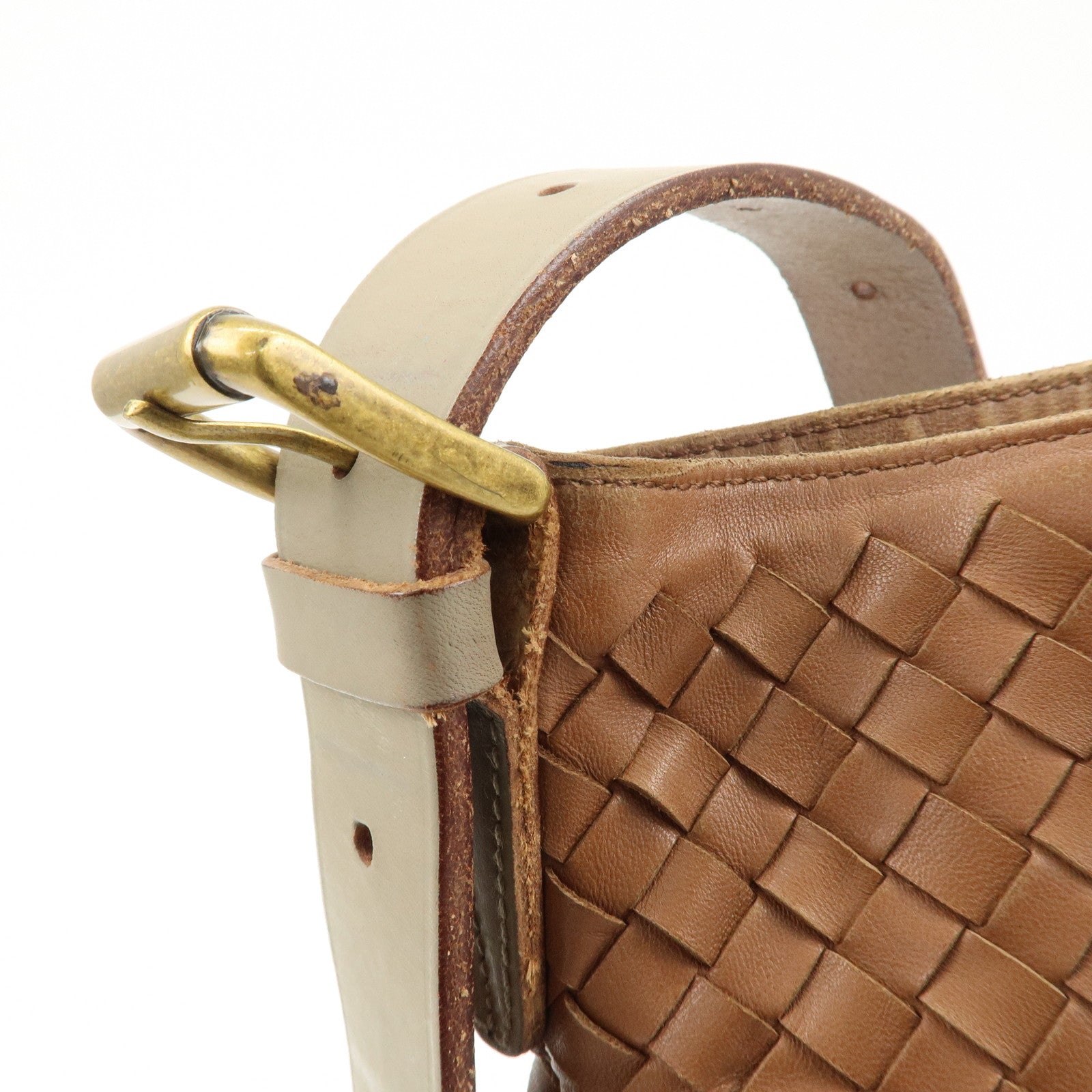 BOTTEGA VENETA Intrecciato Leather Shoulder Bag Brown