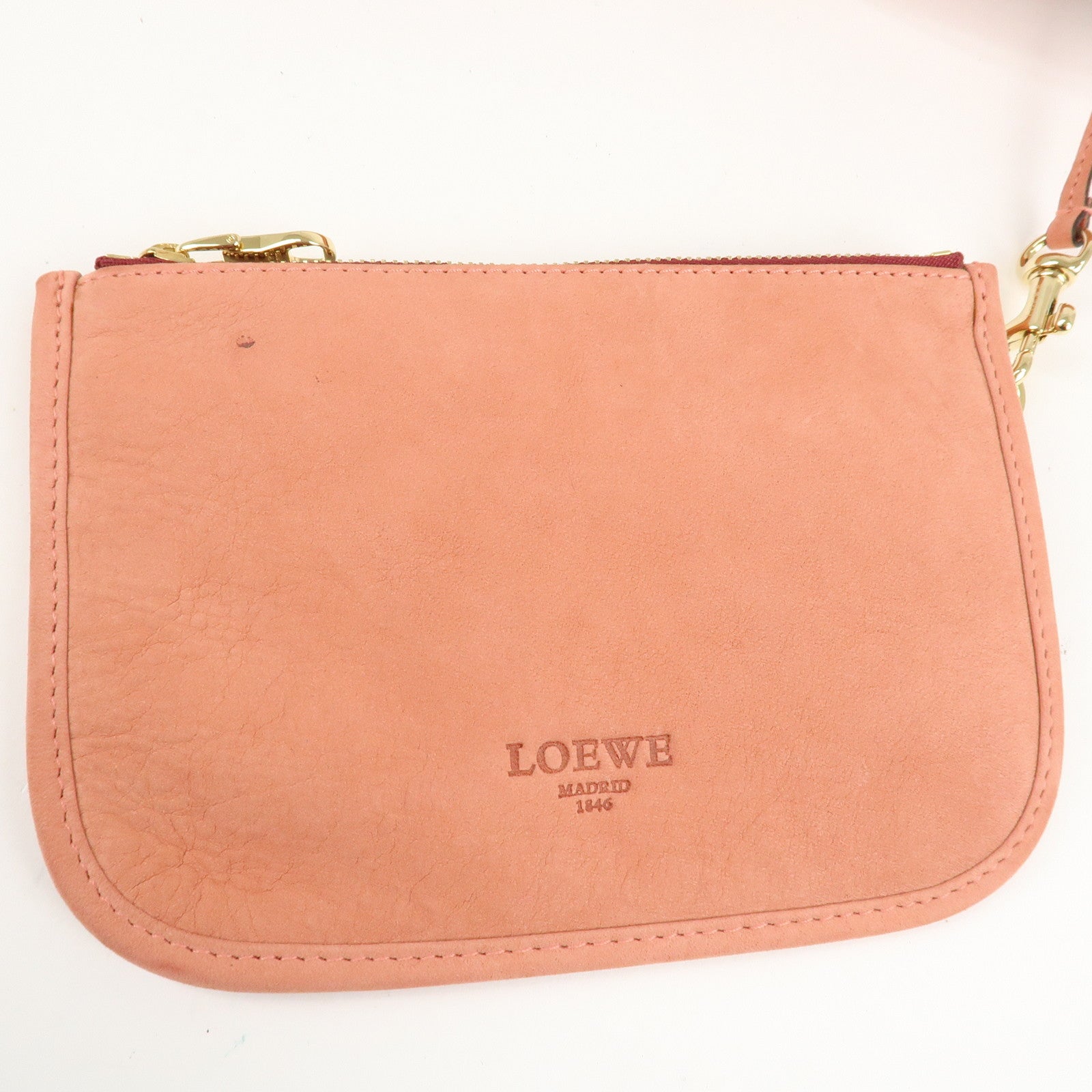 LOEWE Suede Shoulder Bag Hand Bag Pouch Pink Used