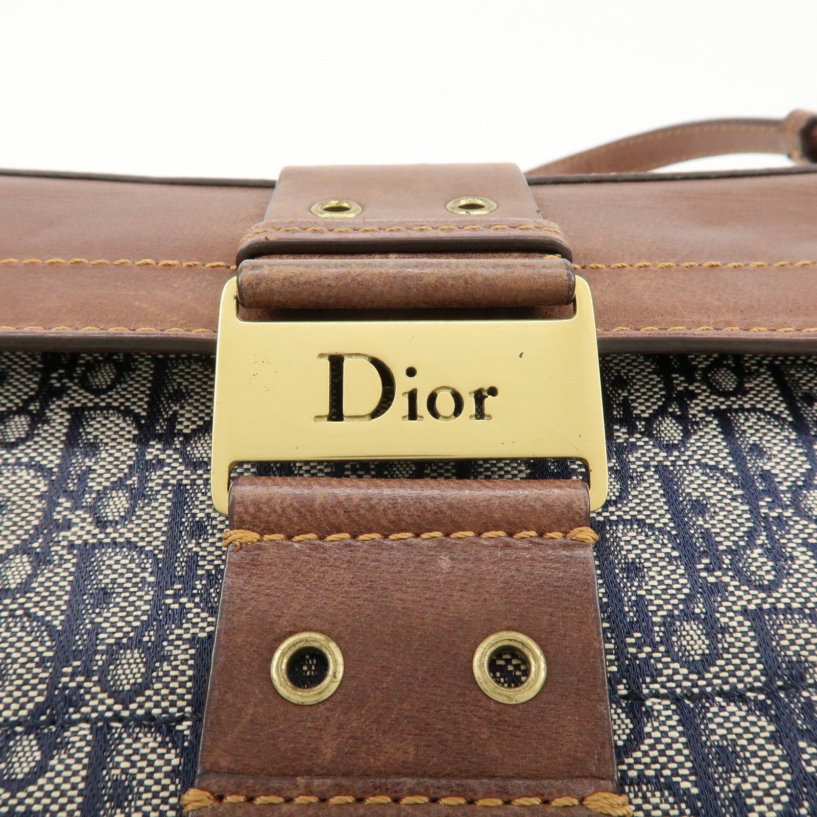 Christian Dior Trotter Street Chic Canvas Leather Shoulder Bag