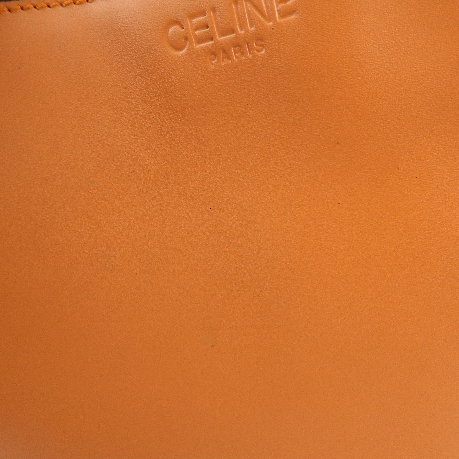 CELINE Leather Shoulder Bag Orange Used