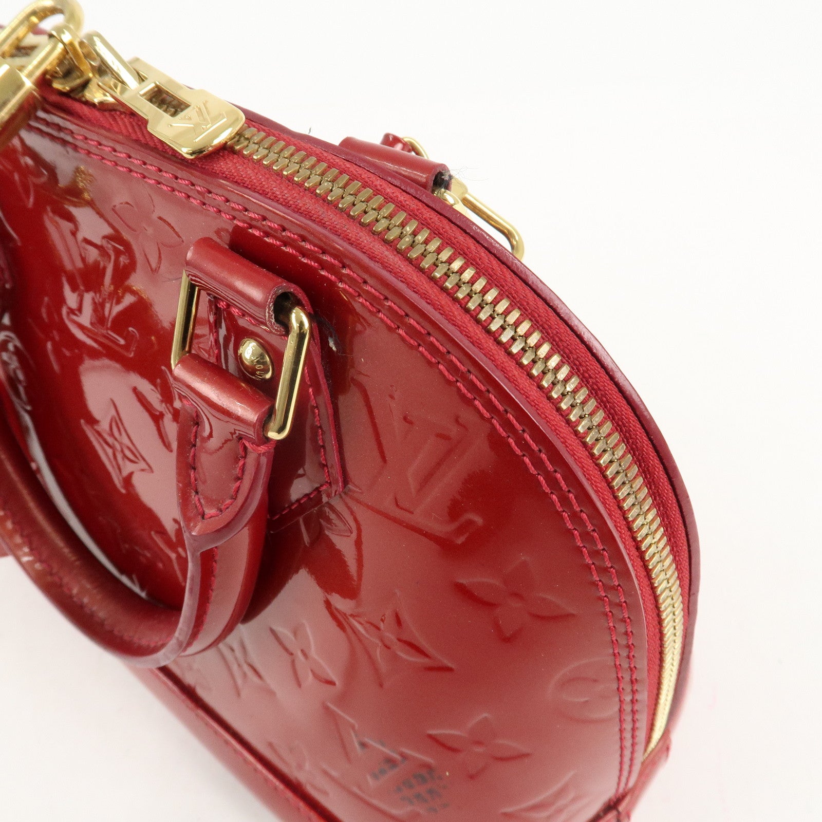 Louis Vuitton Monogram Vernis Alma BB 2Way Bag Red M91606 Used