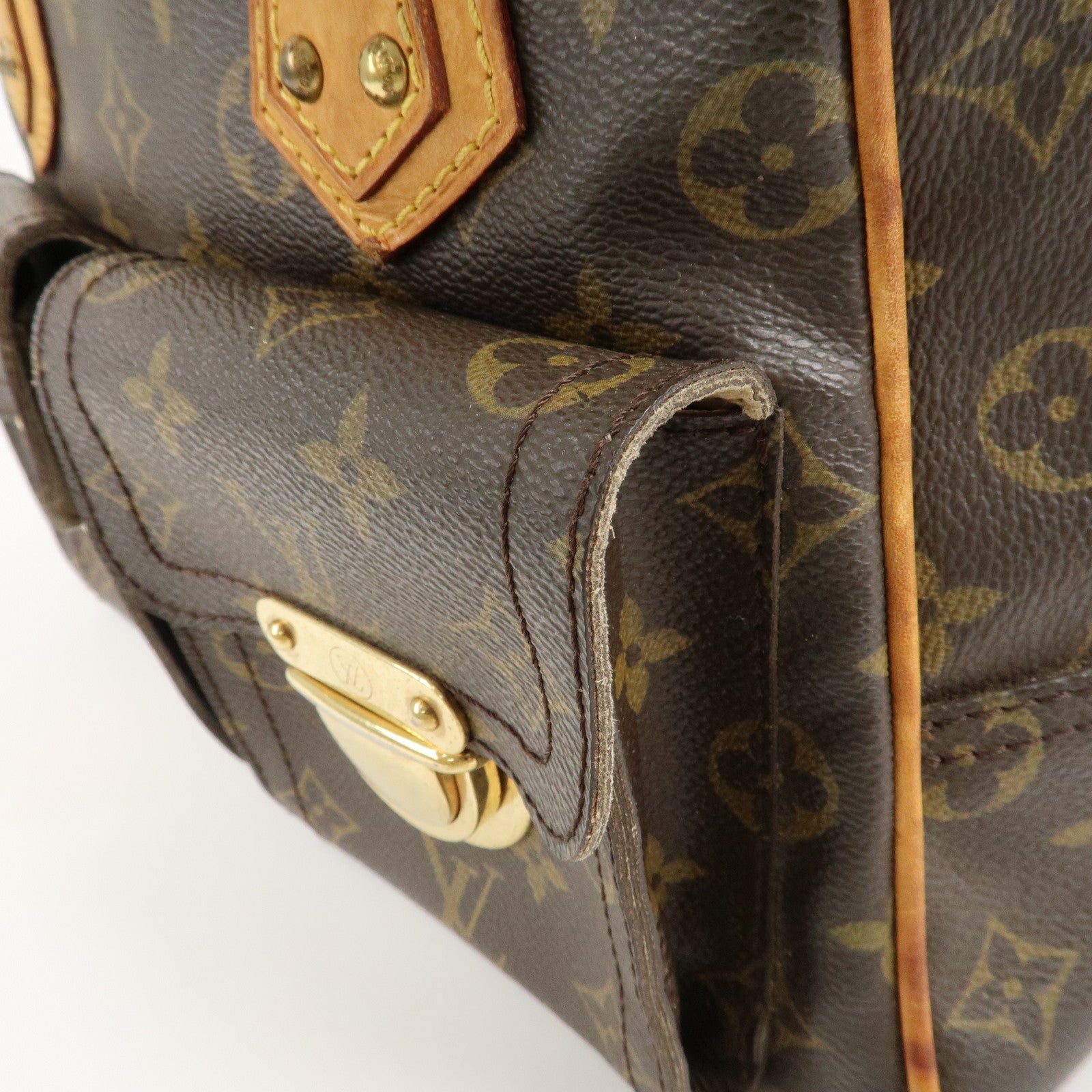 Louis Vuitton Monogram Manhattan PM Hand Bag Gold HDW M40026 Used