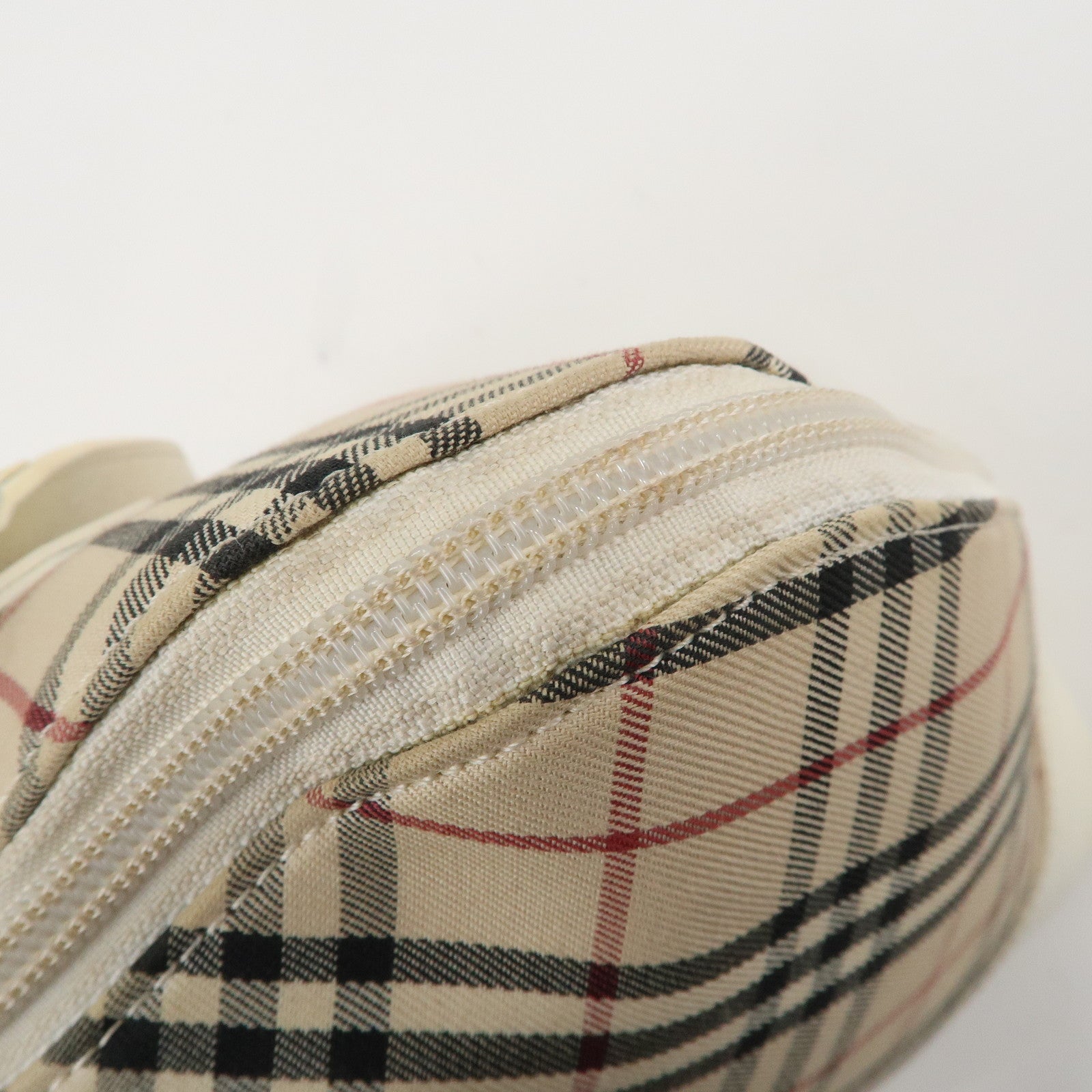 BURBERRY  Nova Plaid Canvas Leather Boston Bag Hand Bag