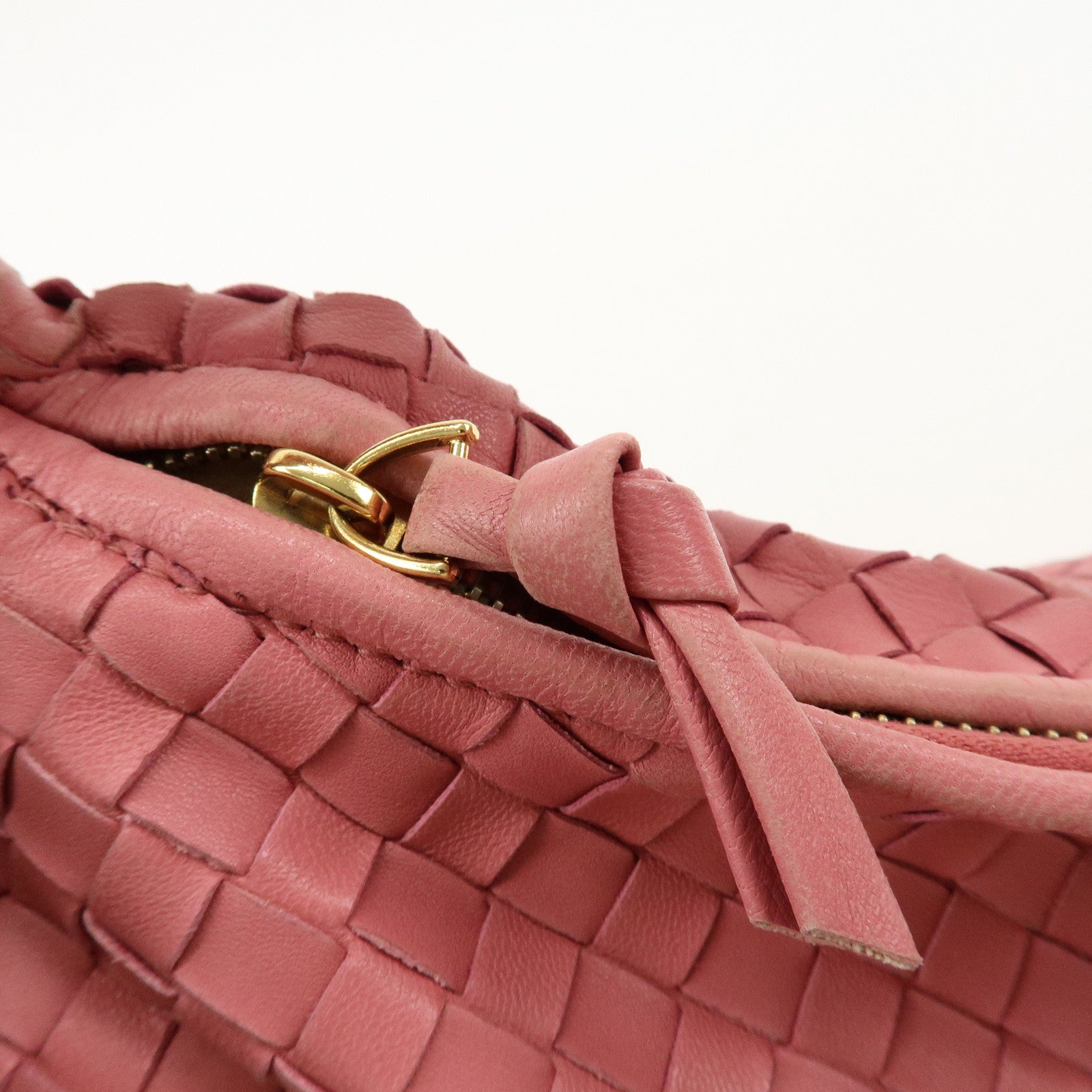 BOTTEGA VENETA Hobo Intrecciato Leather Shoulder Bag Pink 115653