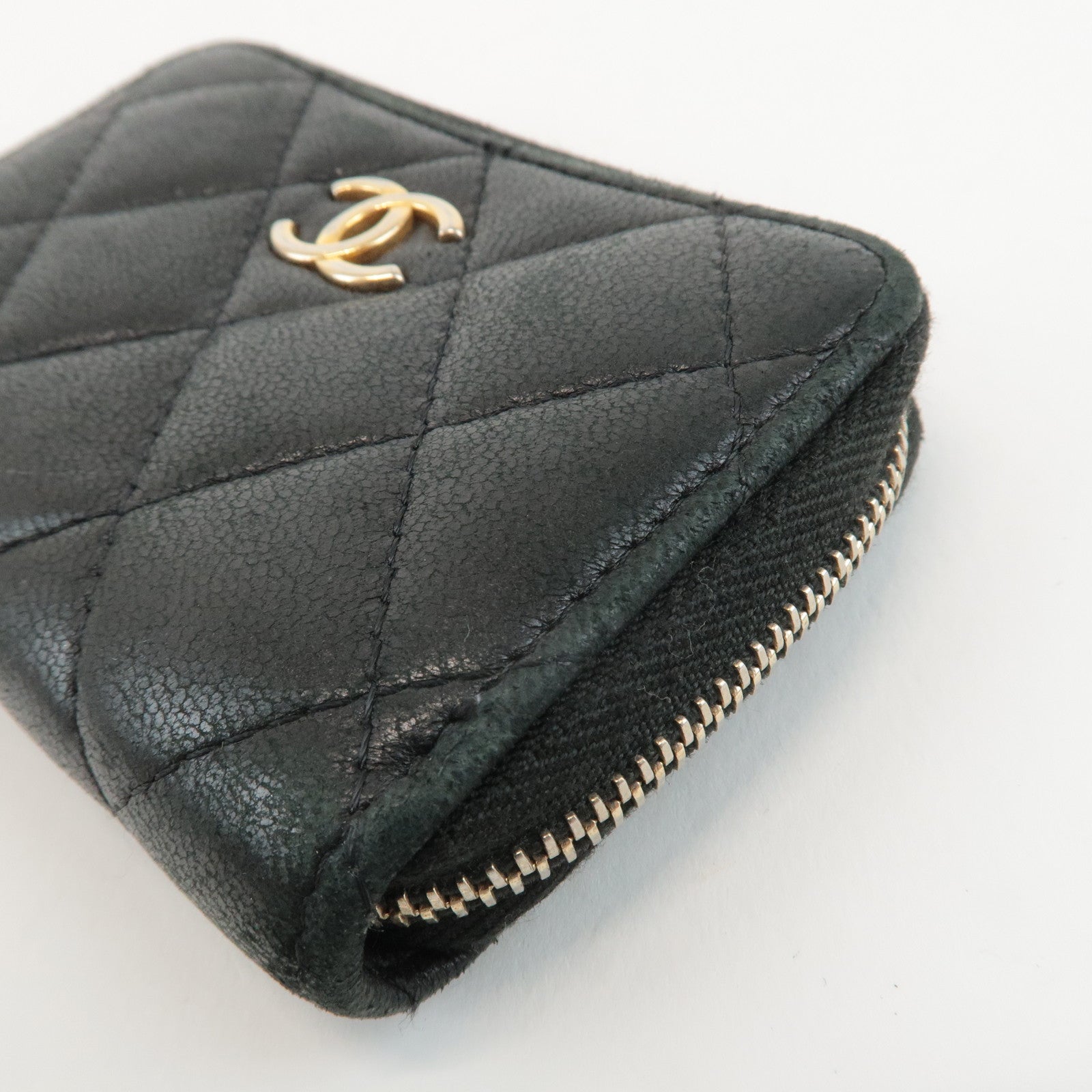 CHANEL Caviar Skin Round Zipper Coin Case Black A69271 Used