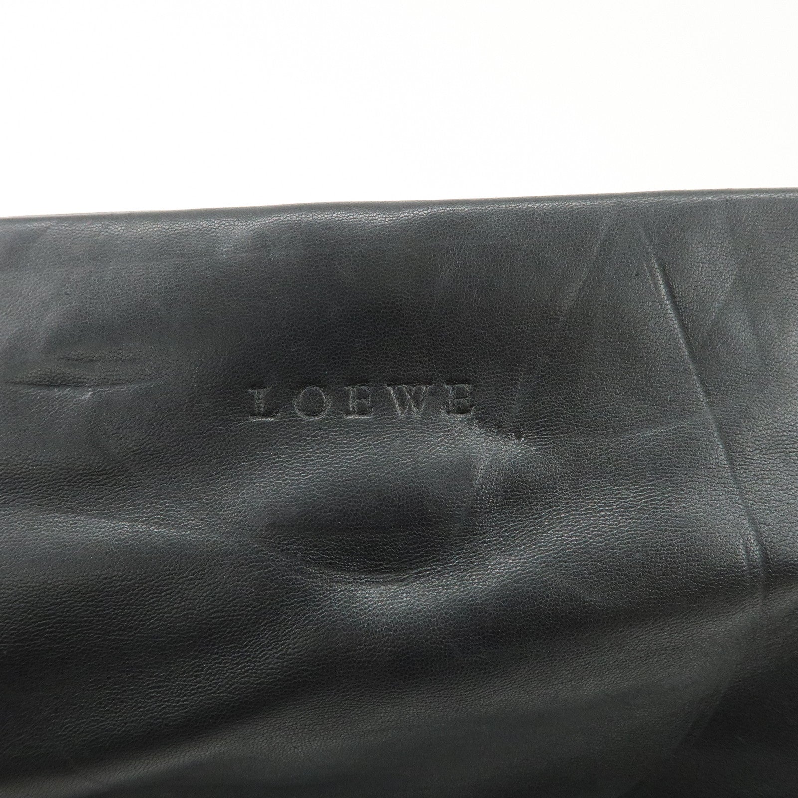 LOEWE Anagram Leather Shoulder Bag Hand Bag Gold Black Used