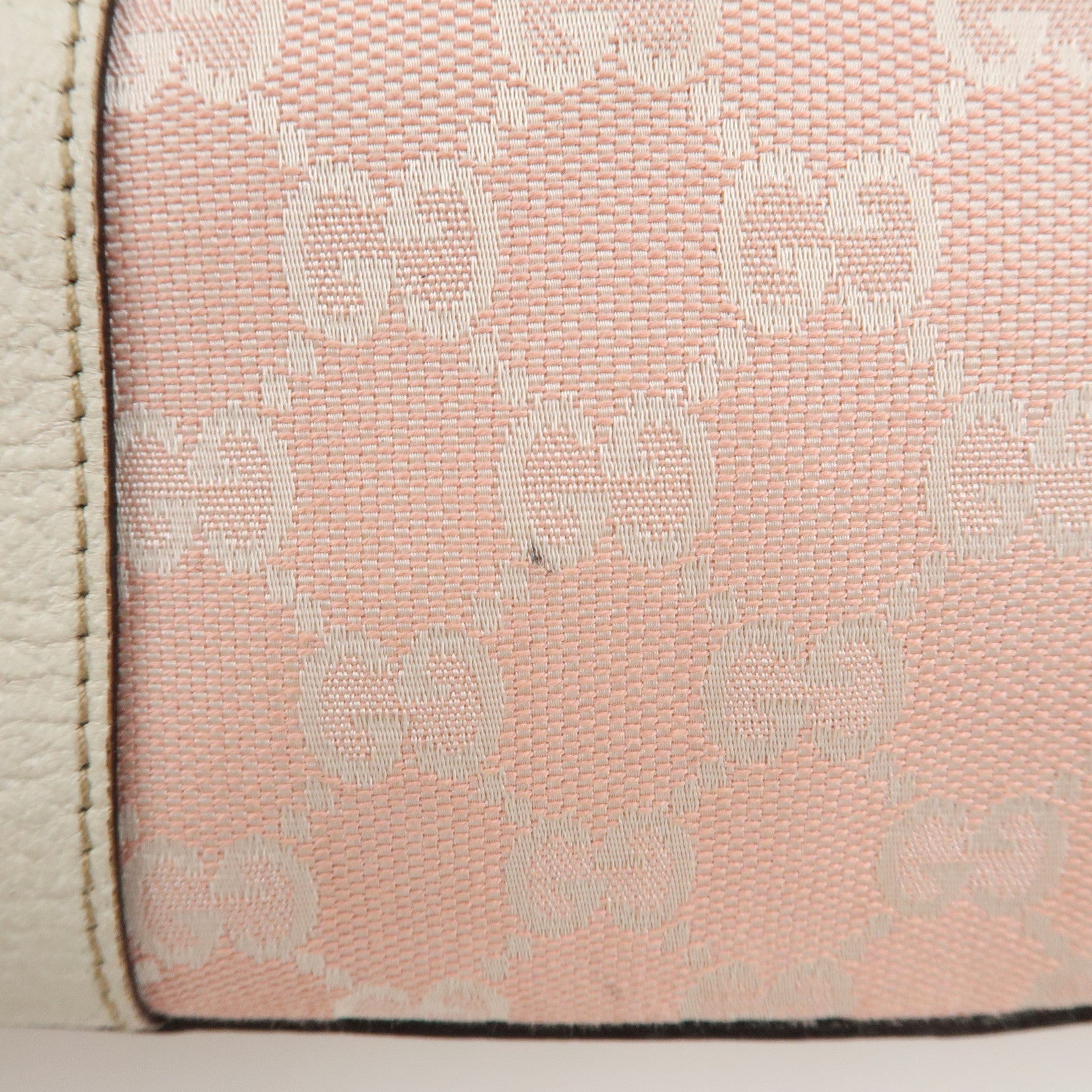 GUCCI Abbey Line GG Canvas Leather Tote Bag Pink Ivory 141470 Used