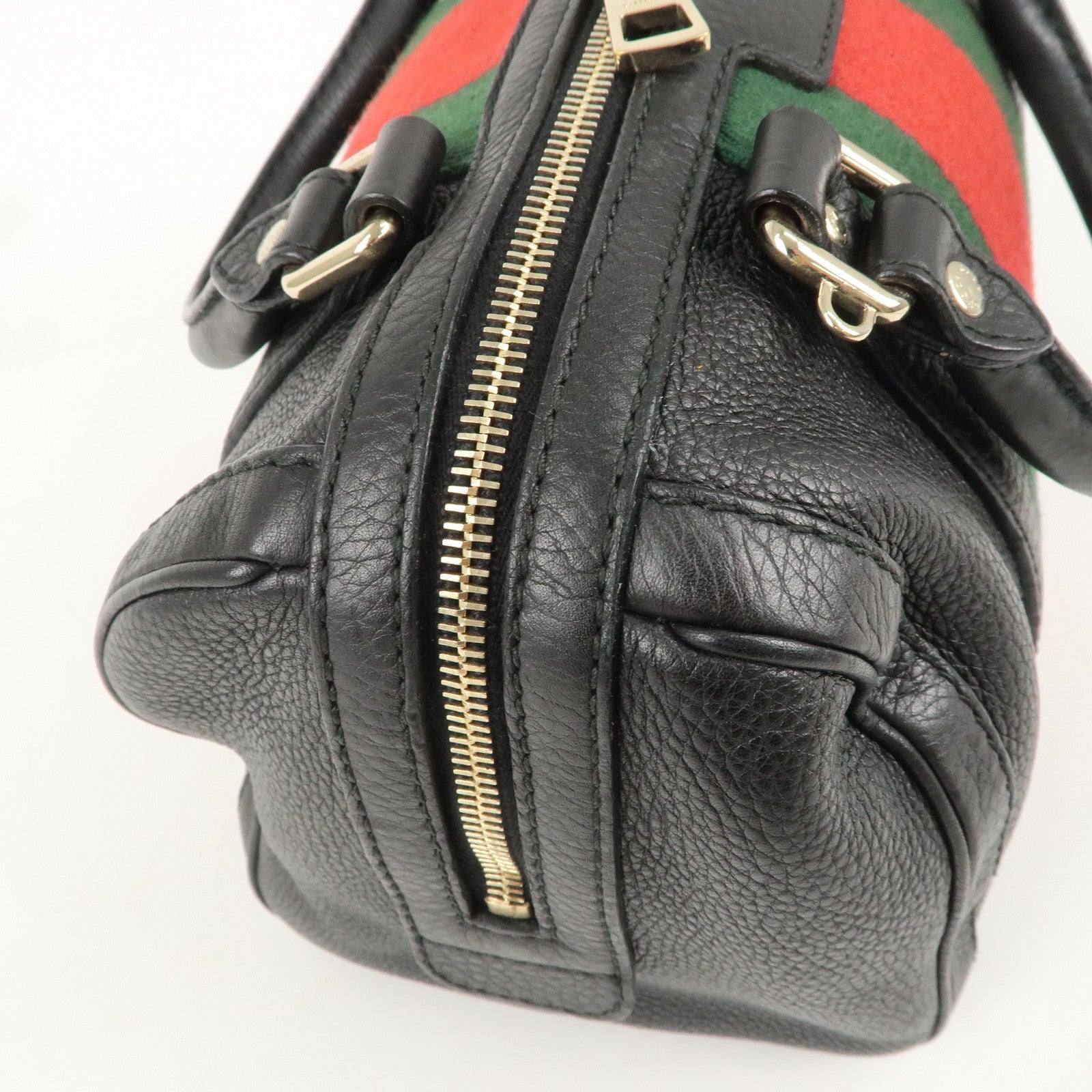 GUCCI Sherry Line Leather 2Way Boston Hand Bag Black 269876