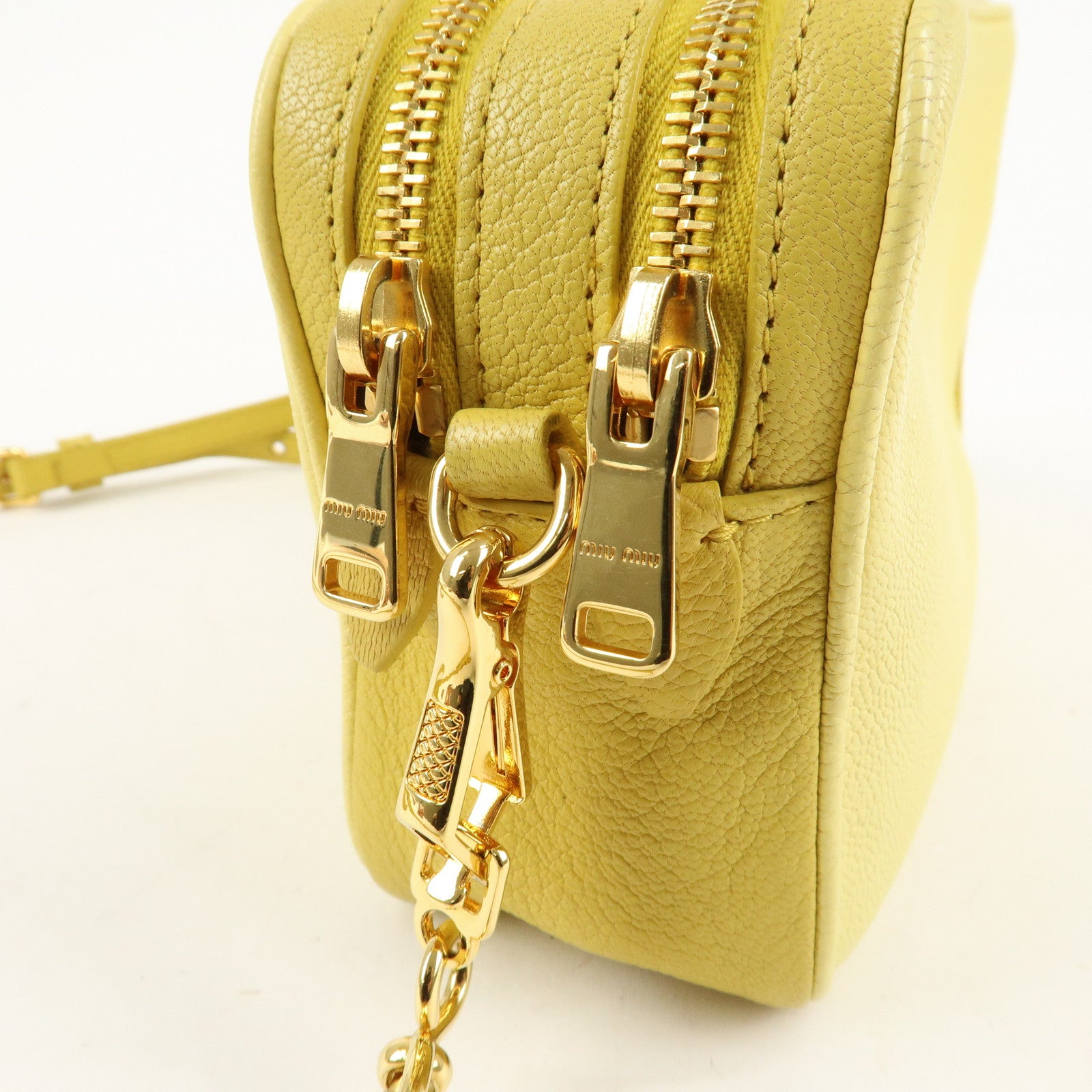 MIU MIU Leather MADRAS BICOLORE Shoulder Bag Yellow RT0539