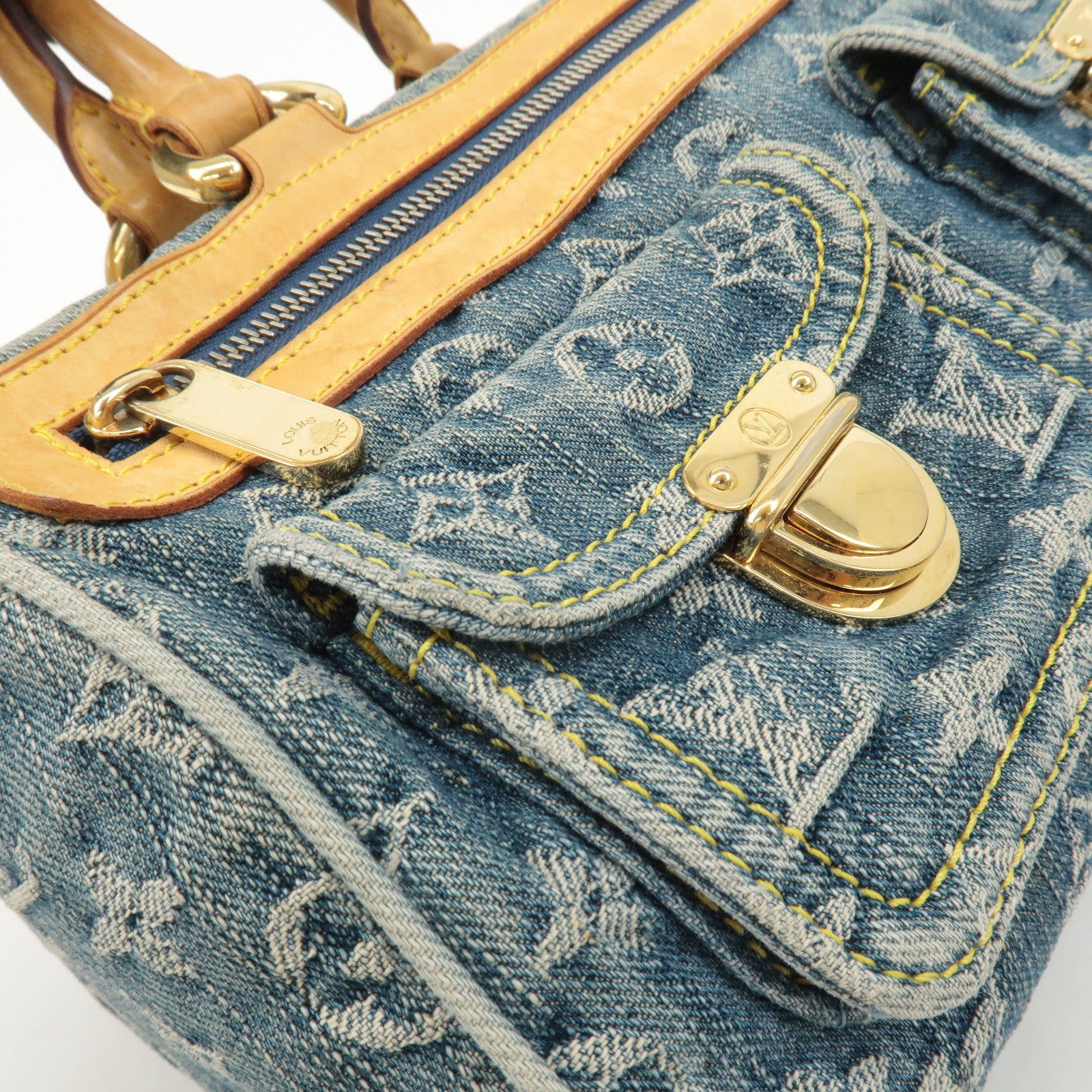 Louis Vuitton Monogram Denim Neo Speedy Boston Bag Blue M95019 Used