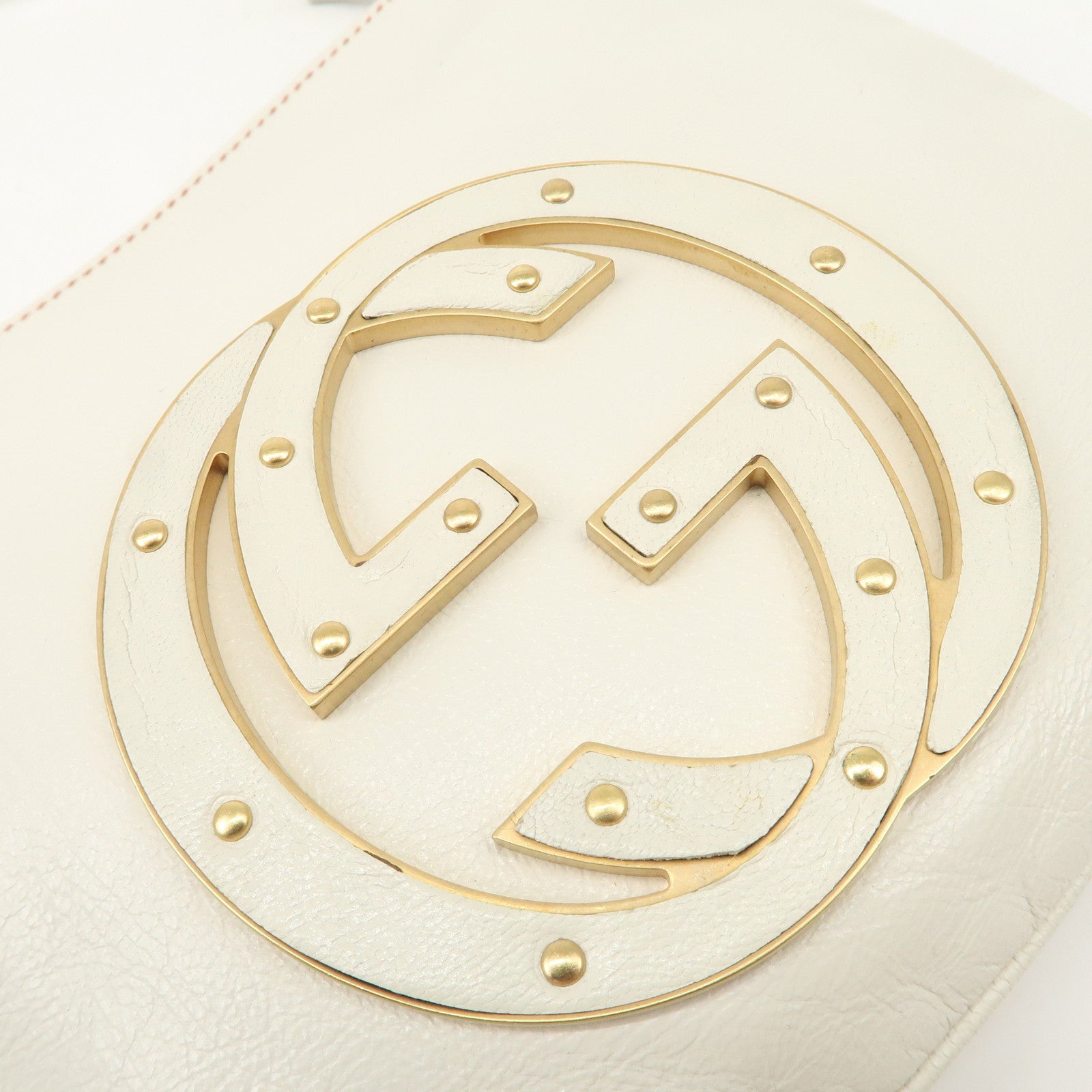 GUCCI Blondie Leather Shoulder Bag GG Logo White 121552 Used