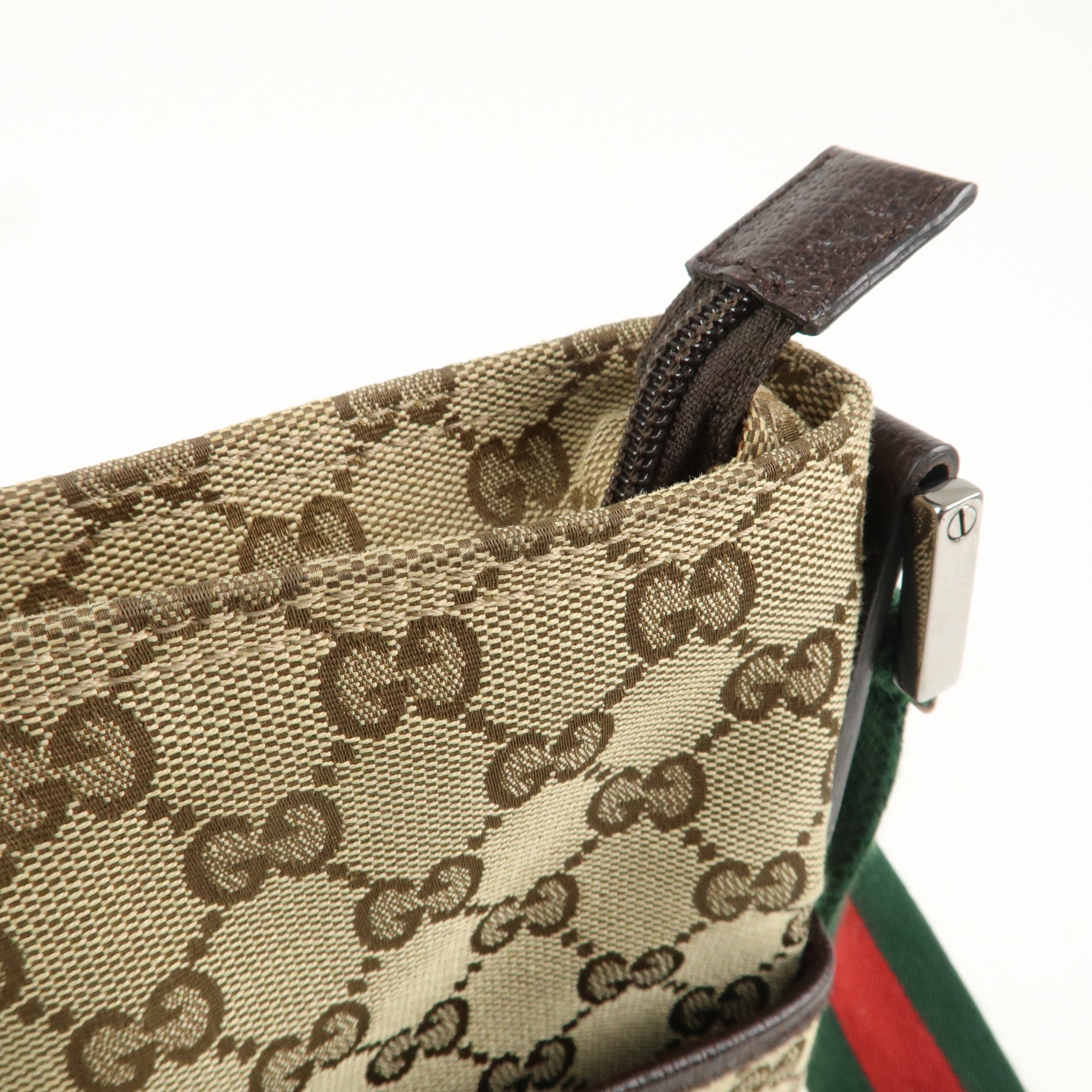 GUCCI Sherry Line GG Canvas Leather Shoulder Bag Beige 189751