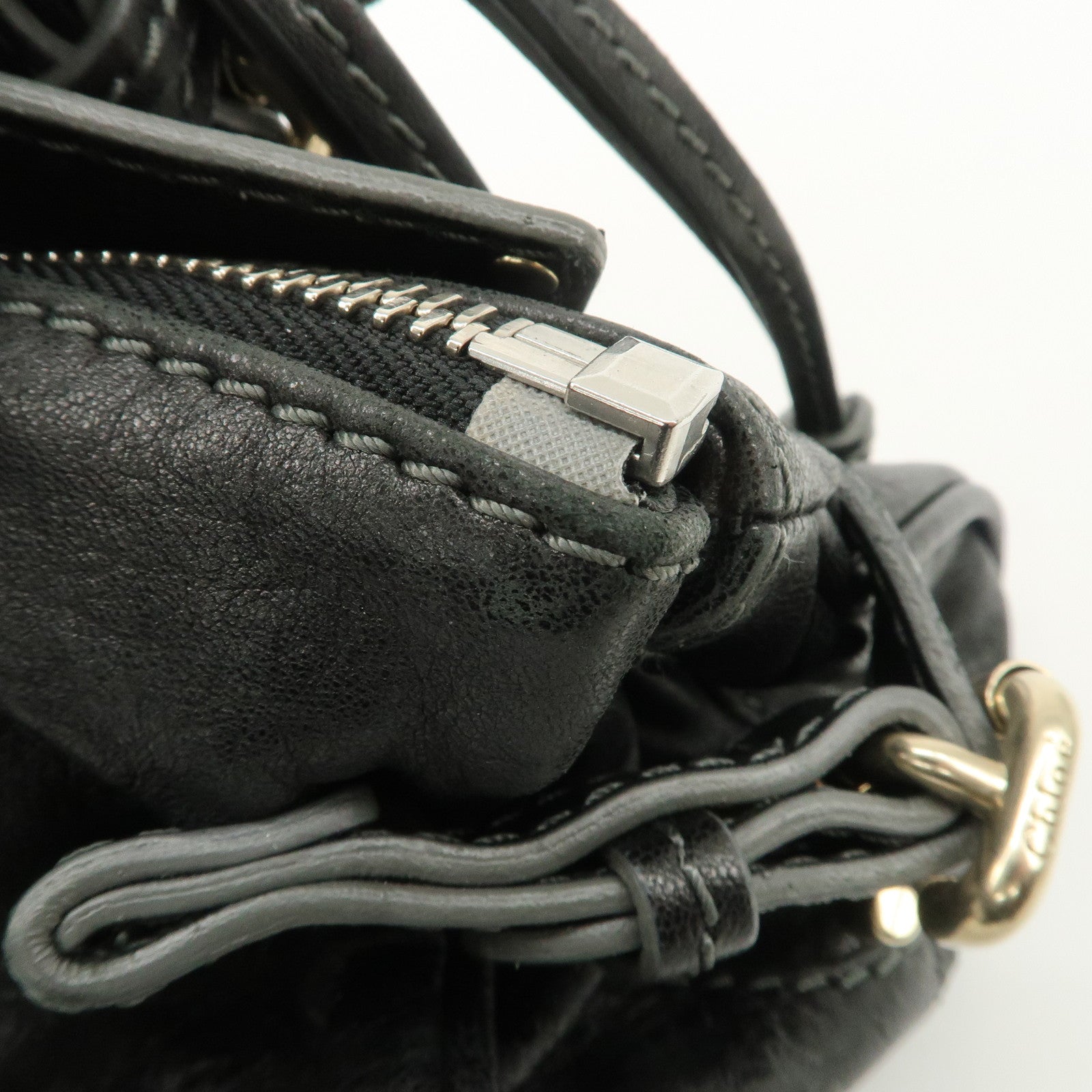 Chloe Paddington Leather Mini Boston Bag Hand Bag Black Used