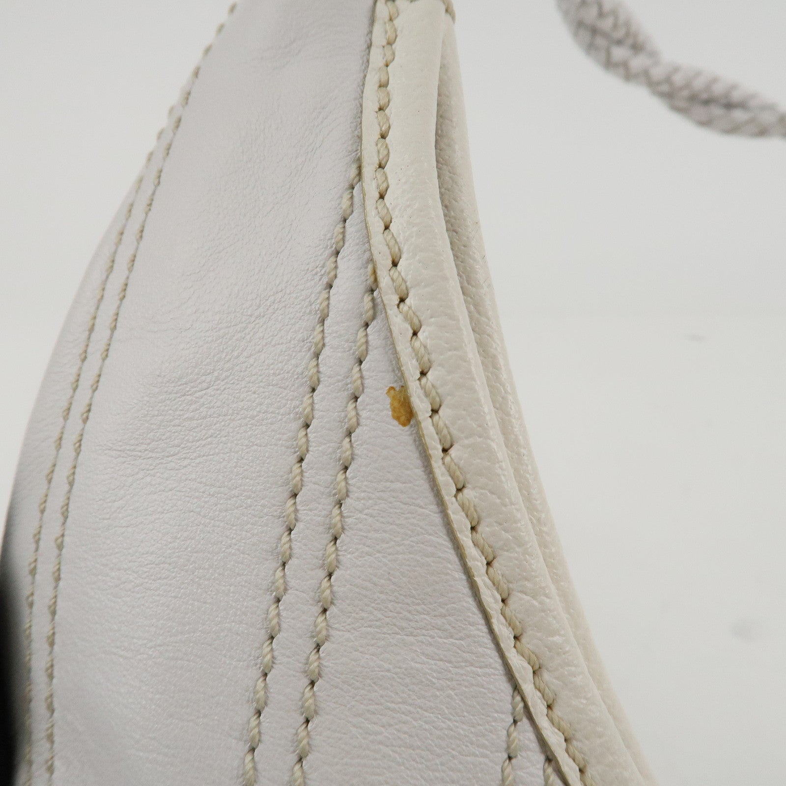 CELINE Leather Shoulder Bag White Gold Hardware