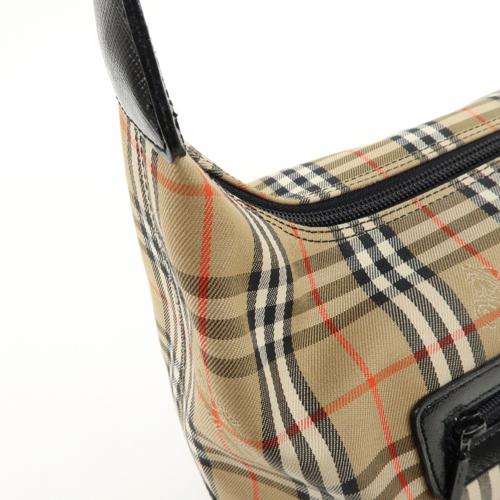 BURBERRY Burberrys Nova Plaid Canvas Leather Shoulder Bag